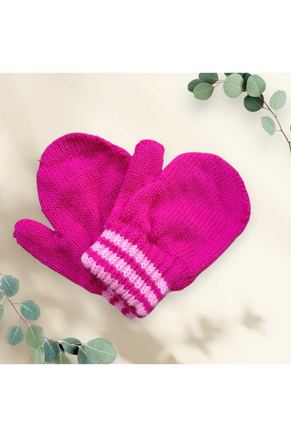 eleven market Parmaksız Kız Bebe Eldiveni Fuşya Örgü Eldiven 0-3 Yaş fotoğrafı 2 (önizleme)