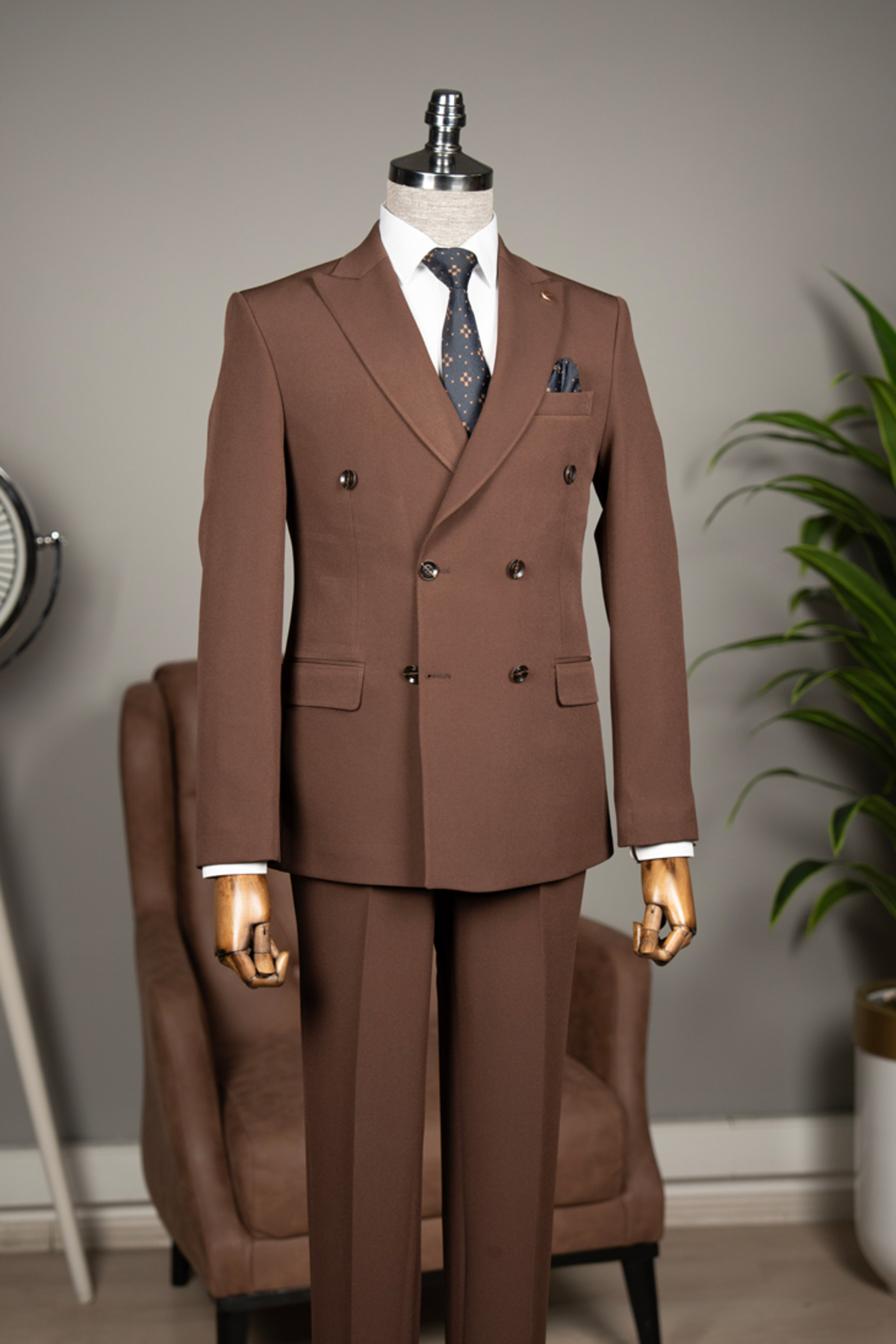 terzi ayhan Exclusive Kruvaze Takım Elbise –SlimFit 1 beden büyük tercih ediniz. — قهوه‌ای T04-KTA504