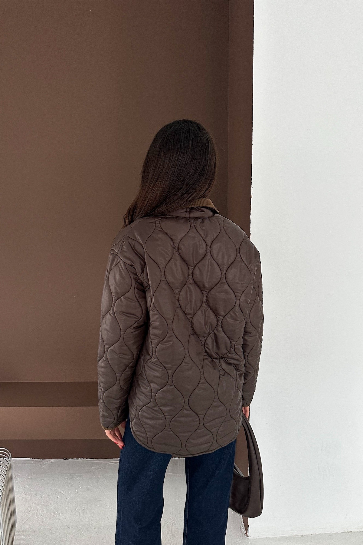 FEMELLE  Kadın Kahverengi Kapitone Oversize Mont Astarlı Düğmeli Büyük Cepli Yumuşak Dokulu Mont - Görsel 6