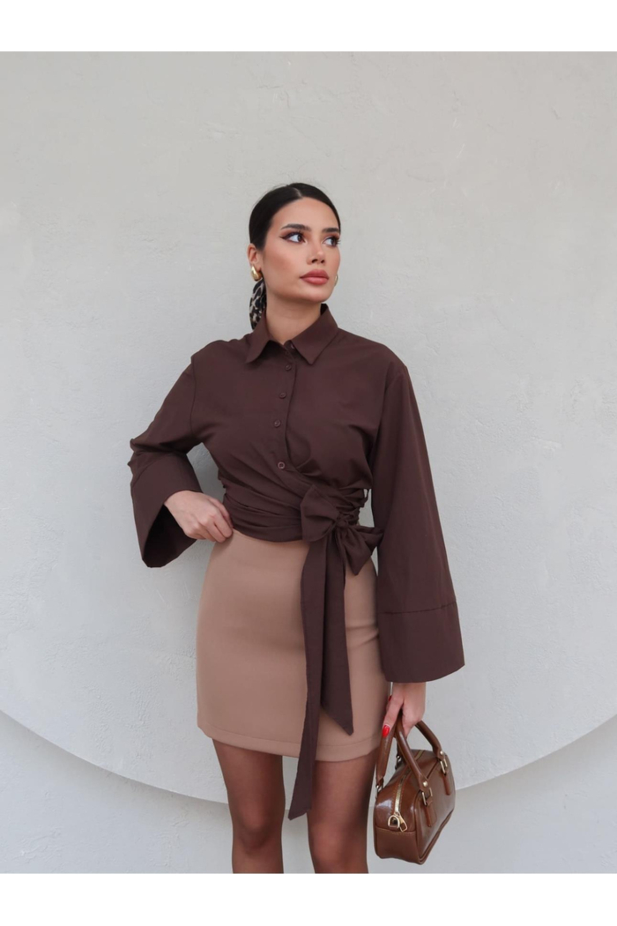 lesclees  İspanyol Kol Beli Bağlamalı Gömlek - Görsel 3