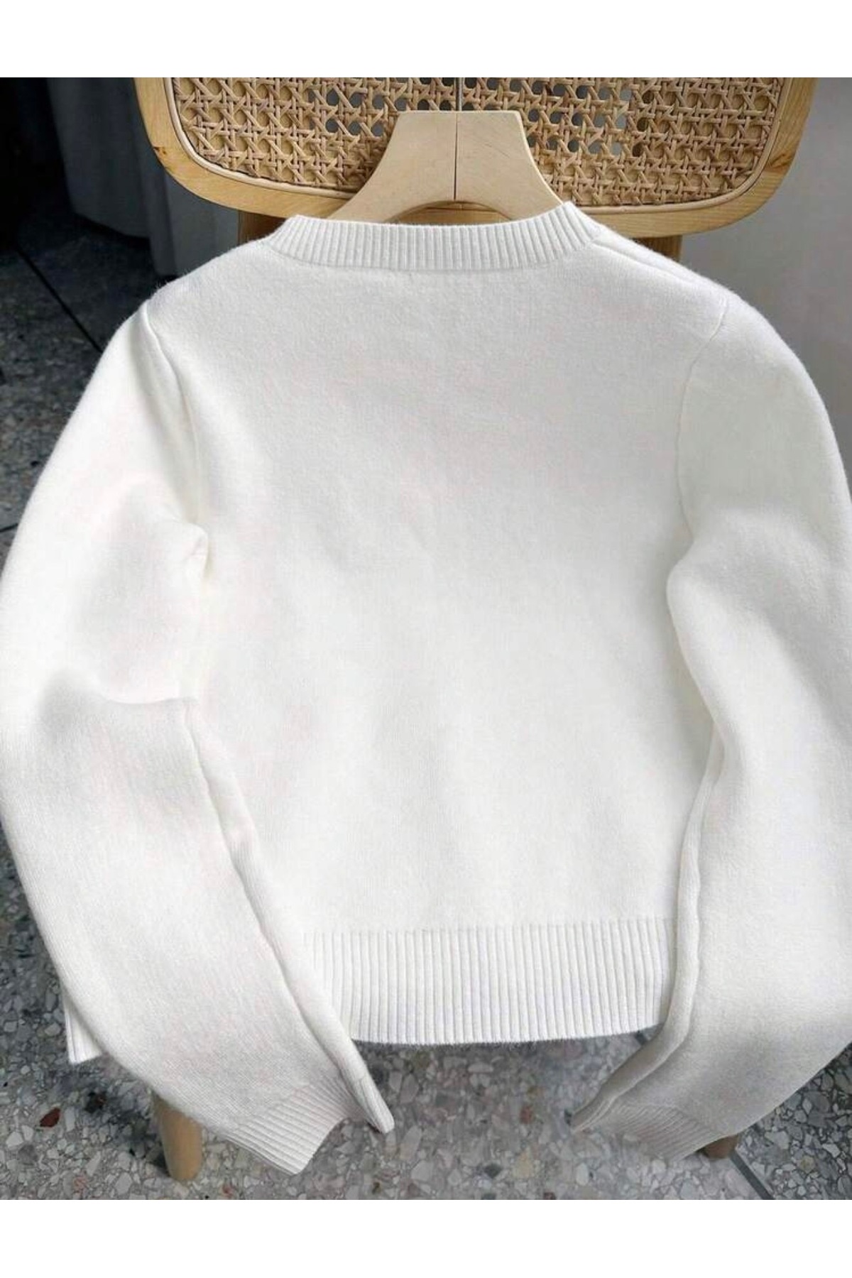 NEWCO  Kadın Fitted Crew Yaka Kaburgalı Uzun Kollu Yün Akrilik Kazak - Görsel 4