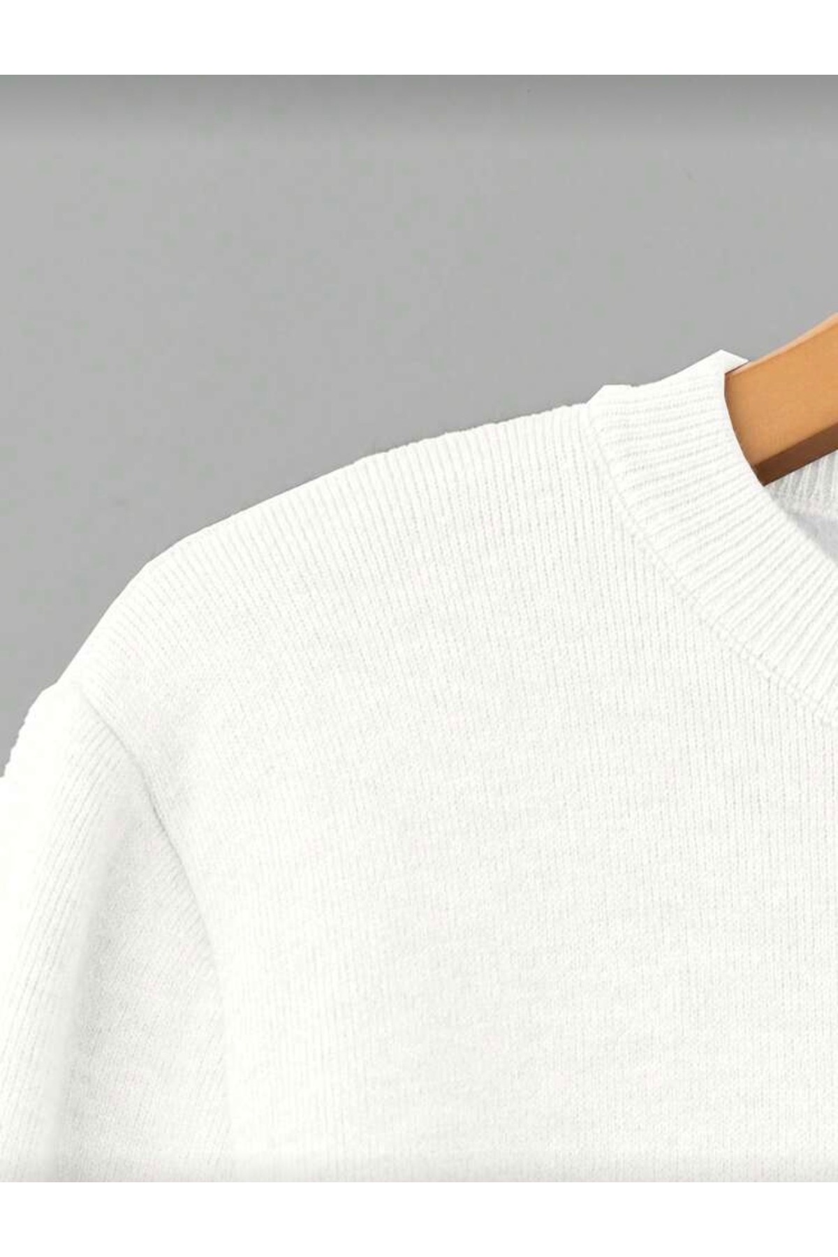 NEWCO  Kadın Fitted Crew Yaka Kaburgalı Uzun Kollu Yün Akrilik Kazak - Görsel 7