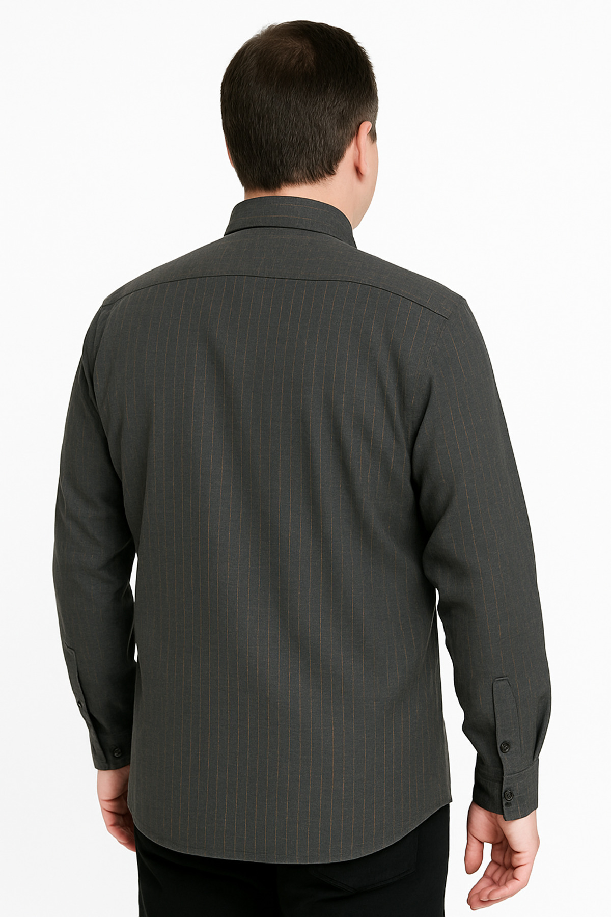 UNL  Desenli Kareli Pamuklu Sezonluk Orta Kalın Oxford Uzun Kol Tek Cepli Baba Gömleği - Görsel 3