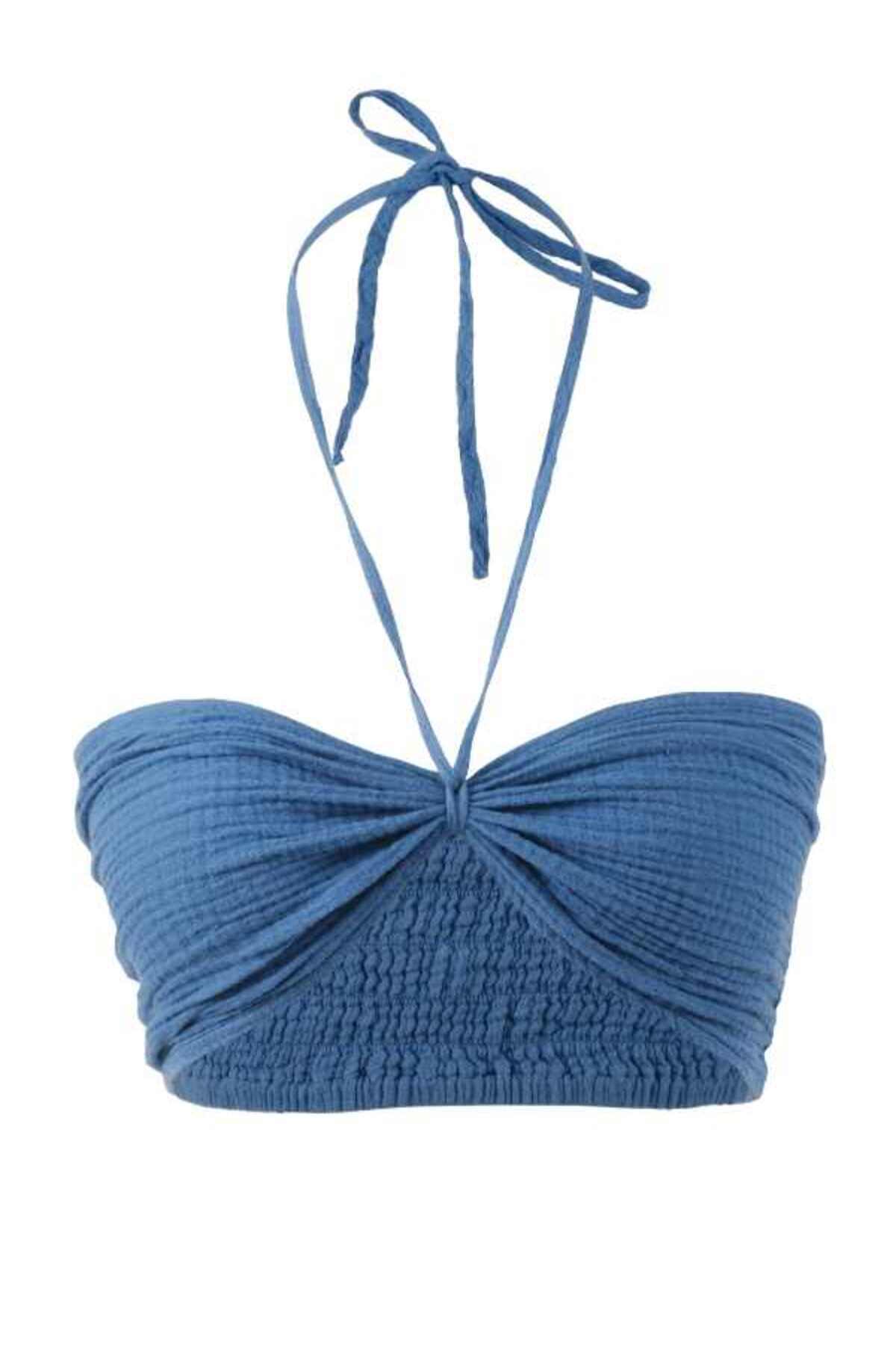 Elastic Back Crop Top Indigo