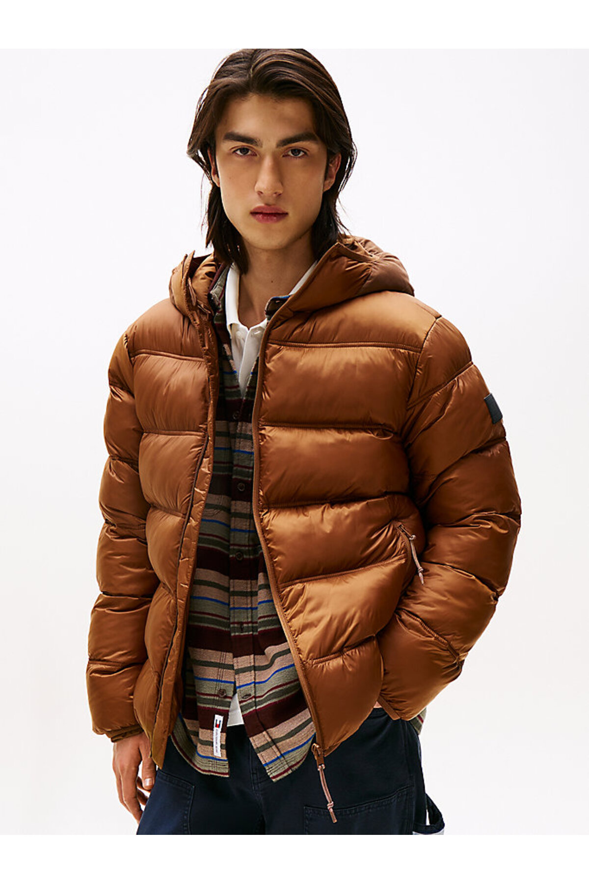 تامی هیلفیگر ژاکت پفی قهوه‌ای مردانه