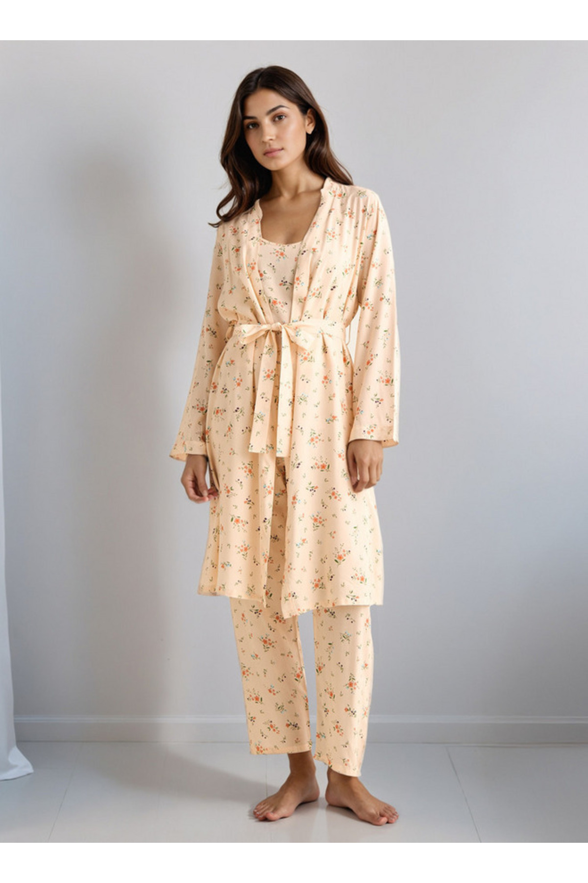FAV Pyjama Set with Robe Sleeveless Top & Pyjamas