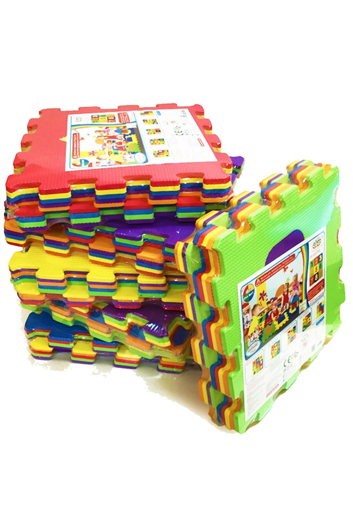BebeMango 9 Parça Büyük Boy Sünger Yapılı Oyun Karosu Yer Matı Puzzle Yapboz-Geometrik Şekiller fotoğrafı 2 (önizleme)