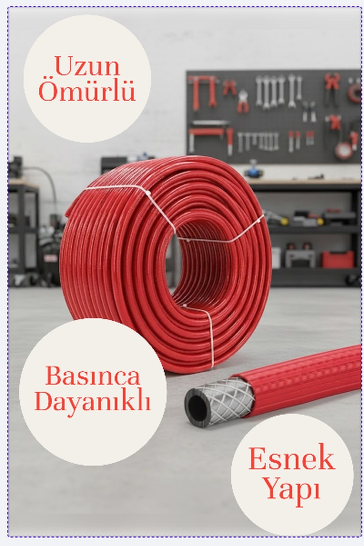 MH MiniHediye 20 Metre Çelik Kompresör Thermo Hava Hortumu 8 Mm Hortum