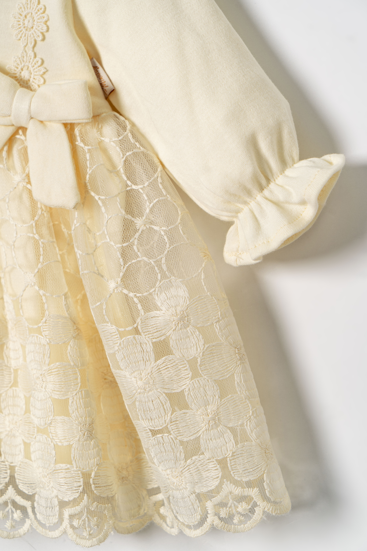 Miniday Baby Kız Bebek Mevlütlük Elbise Dantelli Bandanalı ELB1071 fotoğrafı 4 (önizleme)