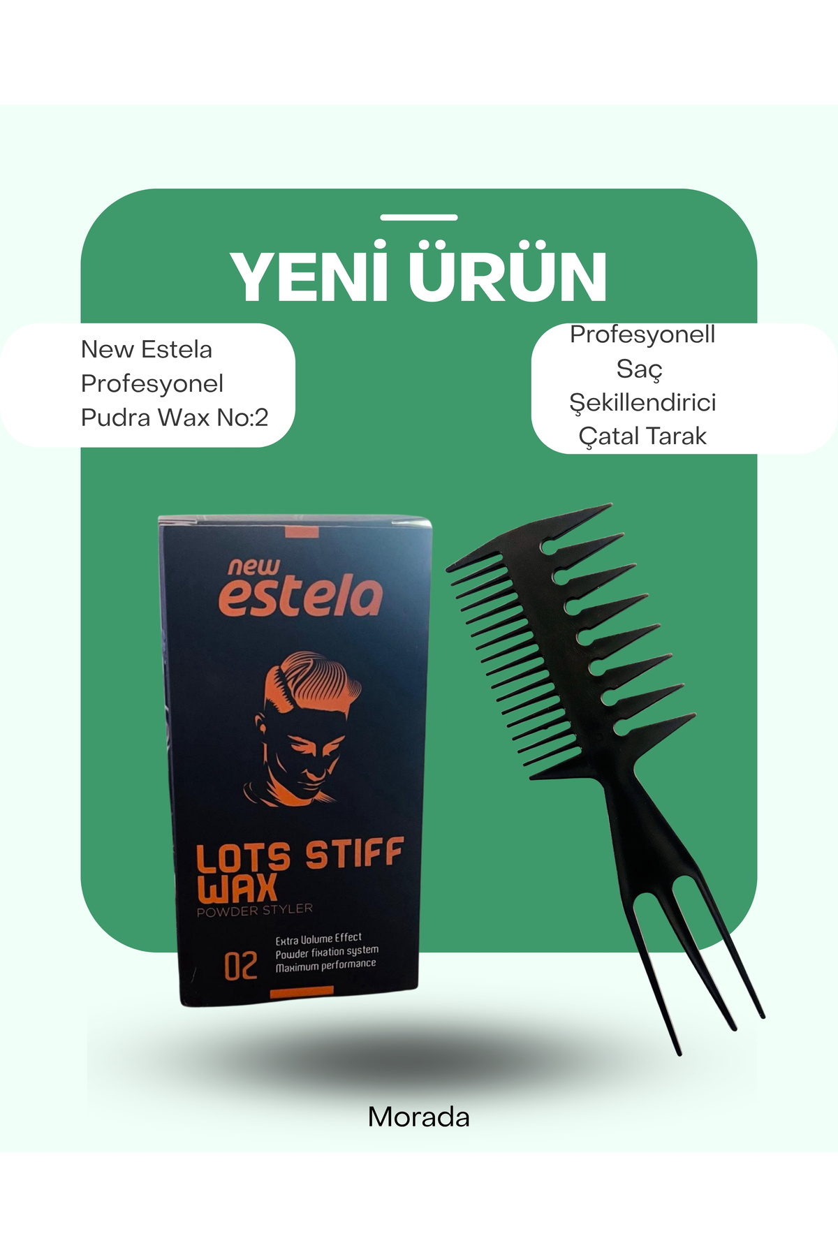 new estela PROFESYONEL PUDRA WAX NO:2 20GR & PROFESYONEL ÇATAL ŞEKİL TARAĞI — WAXNO2ÇTLTRK