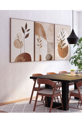 AR AJANS KANVAS TABLO "Olive Leaf" Zeytin Yaprağı ÇERÇEVELİ 3lü set MDF TABLO