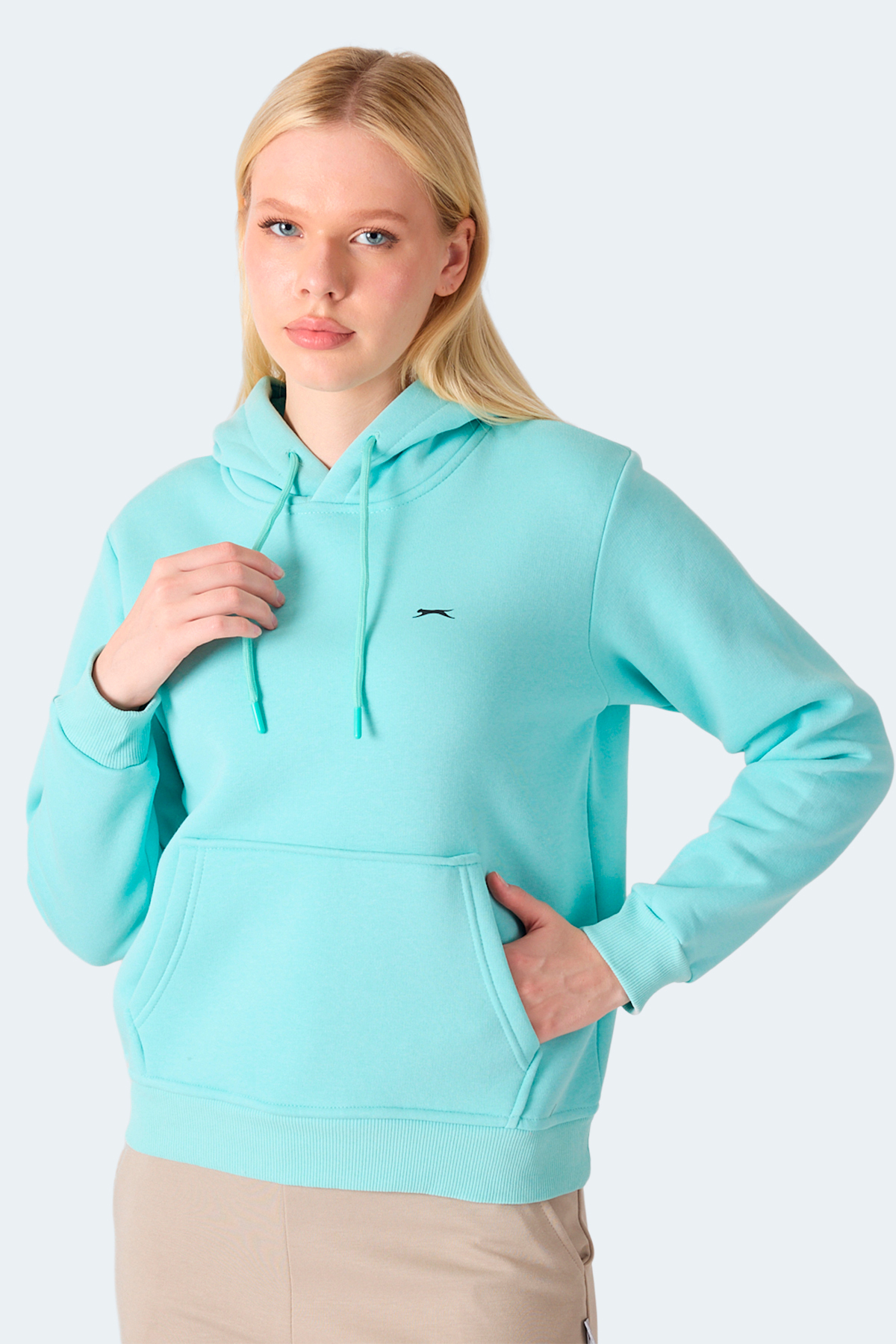 Slazenger MISTY I Kadın Kapüşonlu Turkuaz Sweatshırt