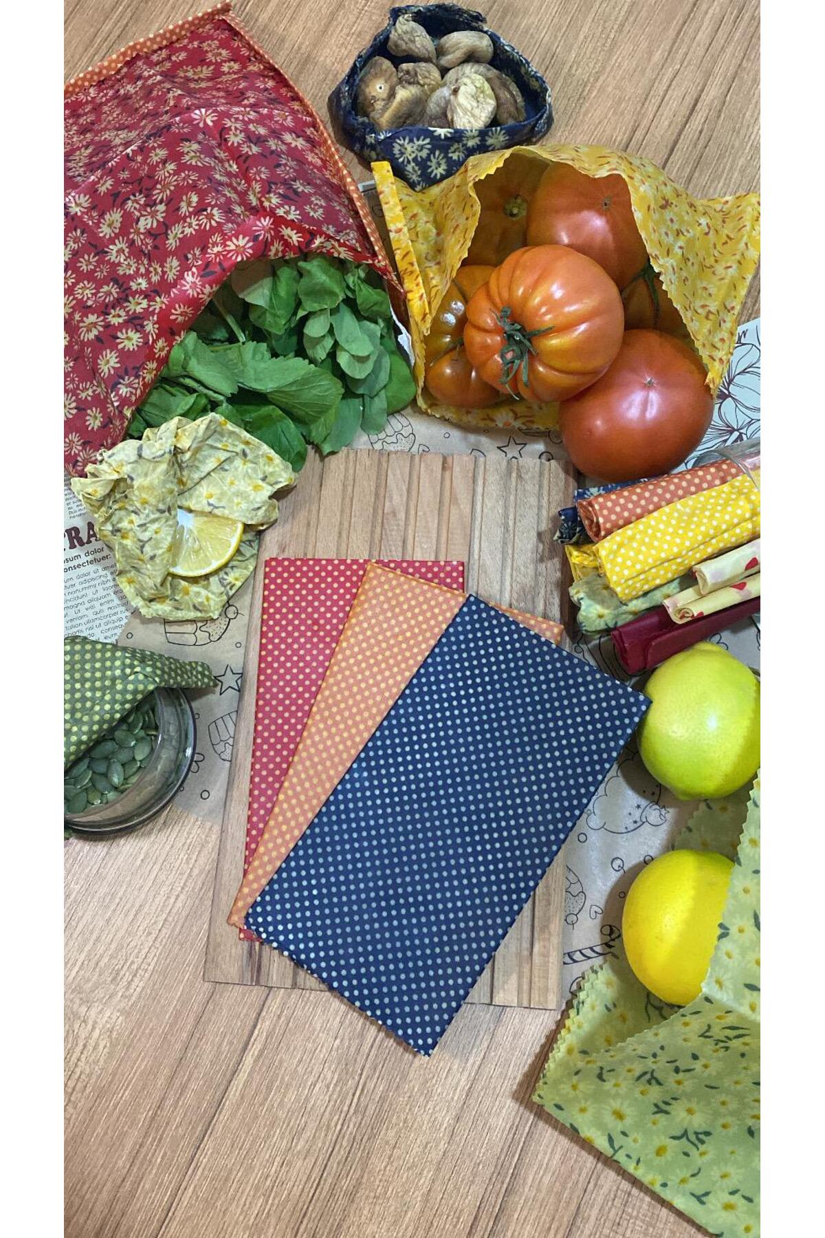 3-Piece Mixed Pattern Fabric Reusable Natural WAX (WAX) Food Storage Cloth Large Size
