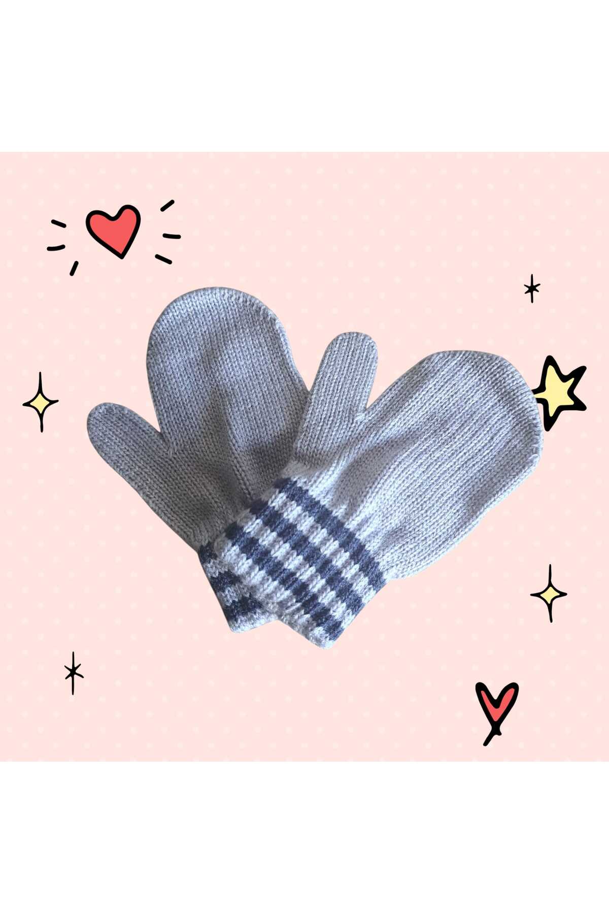 eleven market Parmaksız Erkek Bebe Eldiveni Gri Örgü Eldiven 0-3 Yaş fotoğrafı 6 (önizleme)