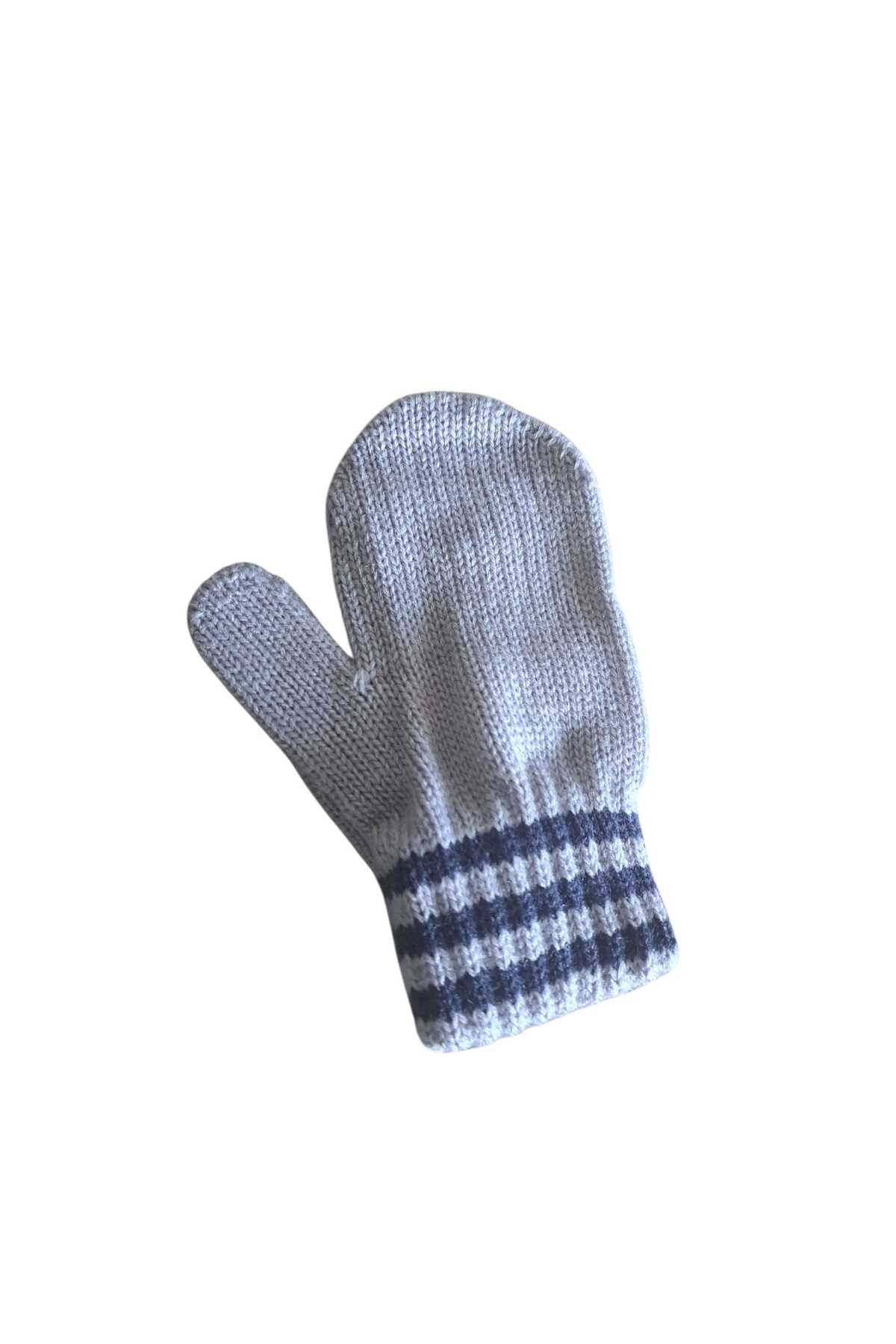 eleven market Parmaksız Erkek Bebe Eldiveni Gri Örgü Eldiven 0-3 Yaş fotoğrafı 5 (önizleme)