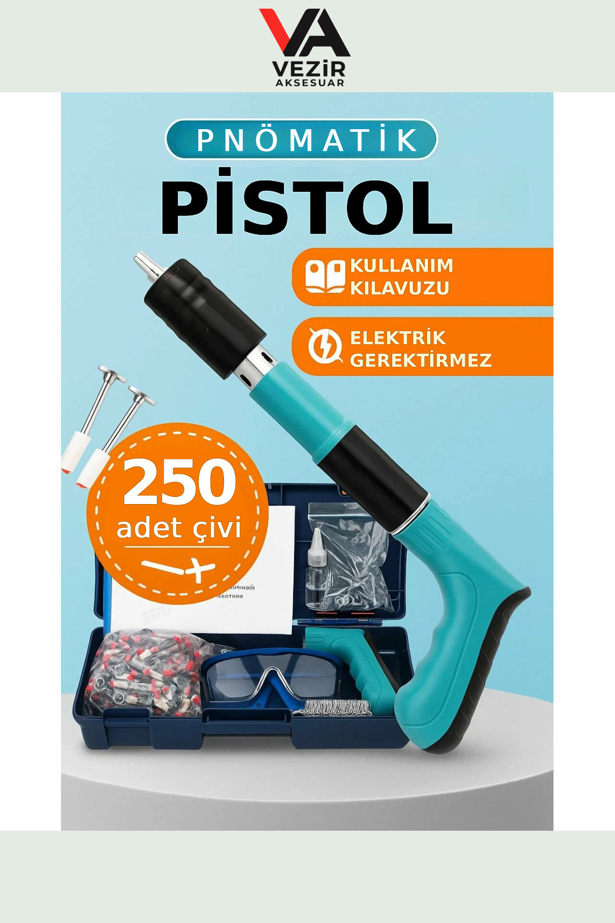 BUFFER®PX Profesyonel Pnömatik Montaj Pistoleti | Metal-Beton Delici, 5 Güç Seviyesi, Tam Donanımlı Set