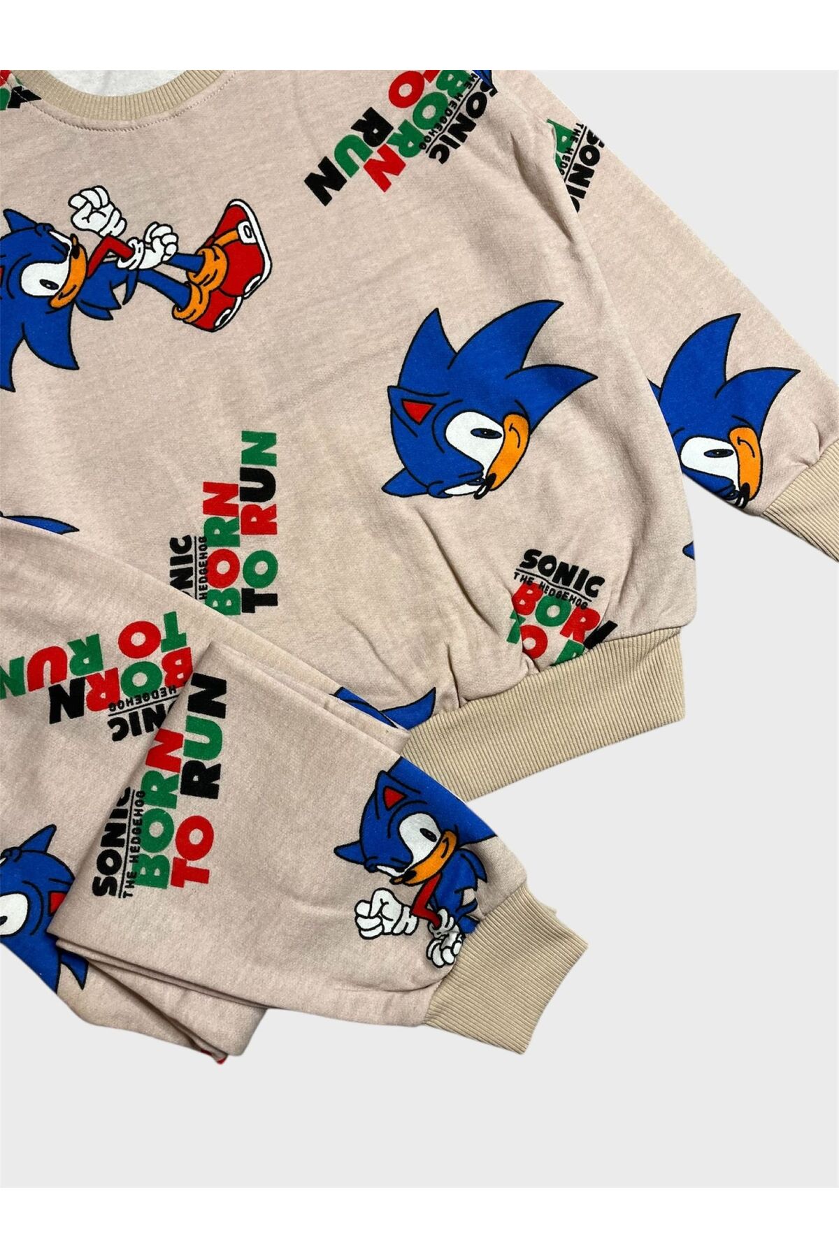 ALİŞ KİDS Erkek Çocuk Pamuklu Şardonlu Bej Rengi Sonic Desenli Uzun Kollu Kışlık Pijama Takımı fotoğrafı 4 (önizleme)