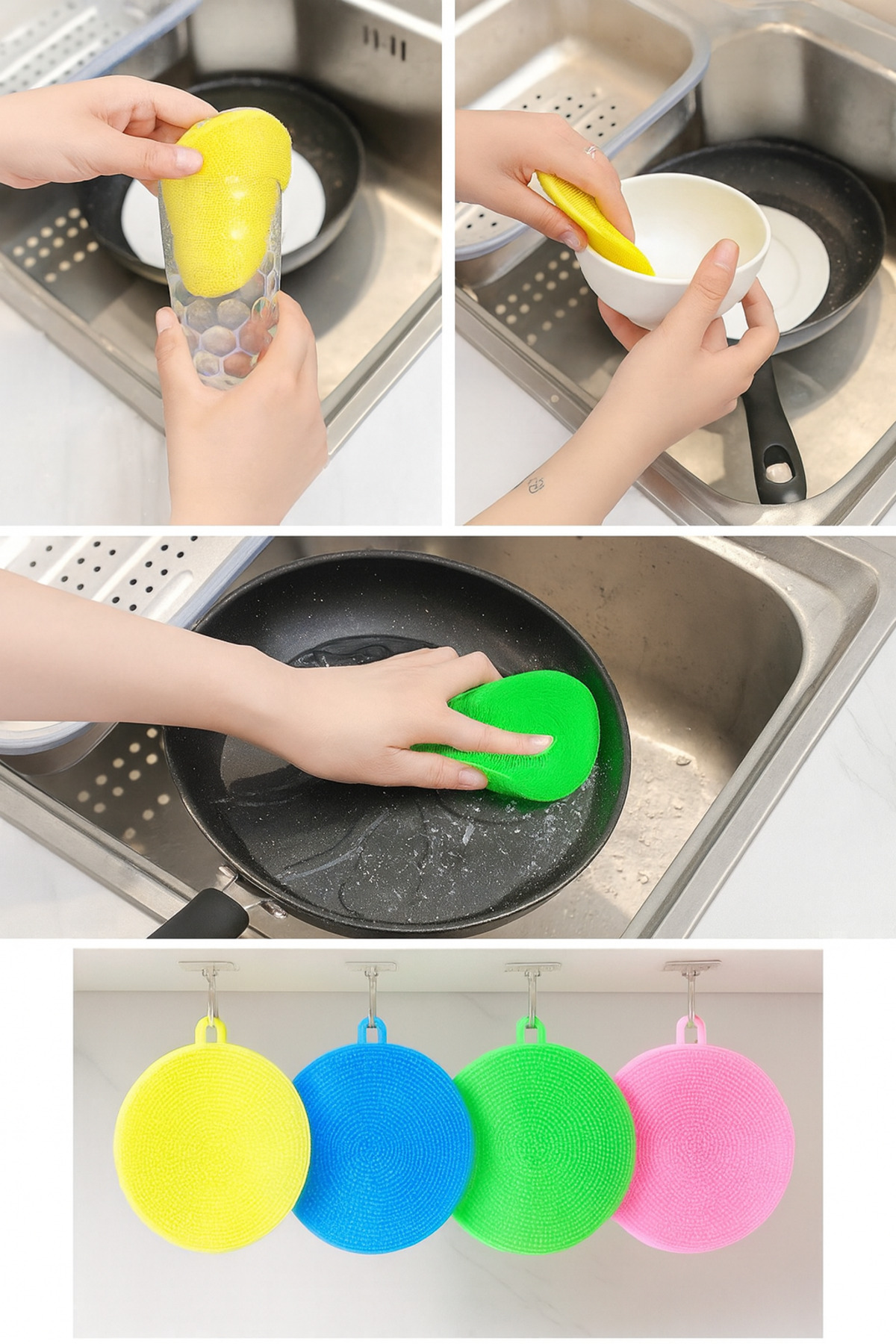 Mode Cool Esnek Silikon Bulaşık Süngeri – Hijyenik, Koku Yapmayan, Dayanıklı, Çok Amaçlı Mutfak Temizlik Pedi