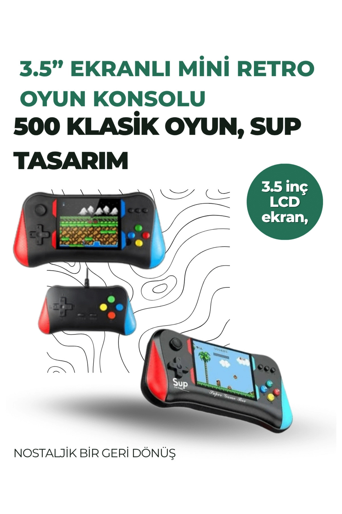 Lisinya BFS 3.5 İnç Ekranlı Klasik Oyun Konsolu – 500 Dahili Oyun