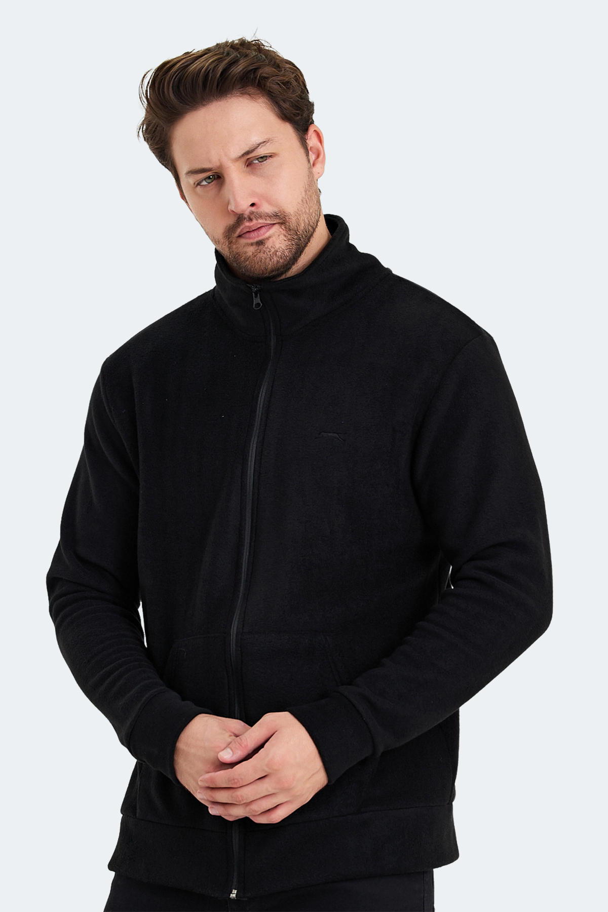 Slazenger SANSA 2 Lİ SET Erkek Fermuarlı Dik Yaka Cepli Siyah - Haki Polar görsel 5
