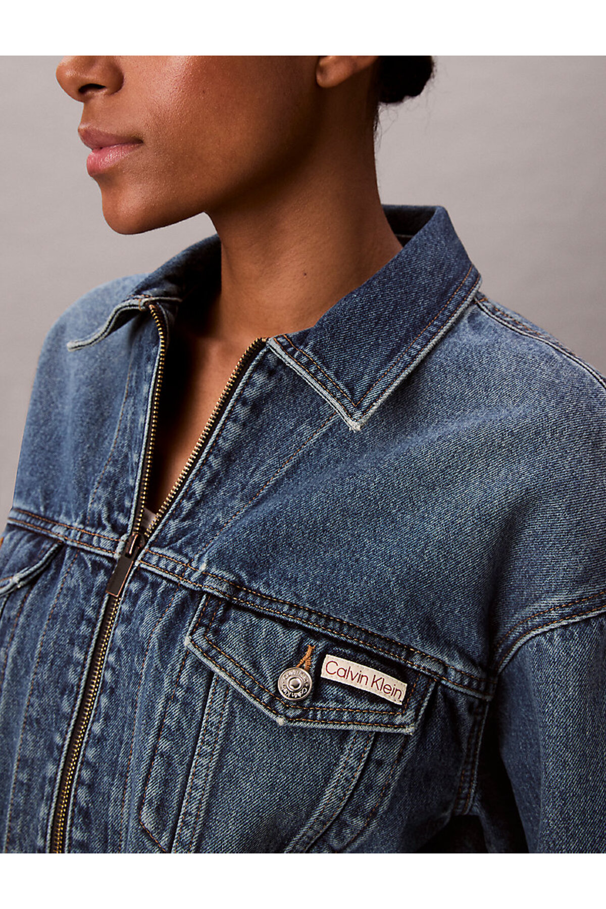 Calvin Klein Kadın Denim Cropped Ceket görsel 3