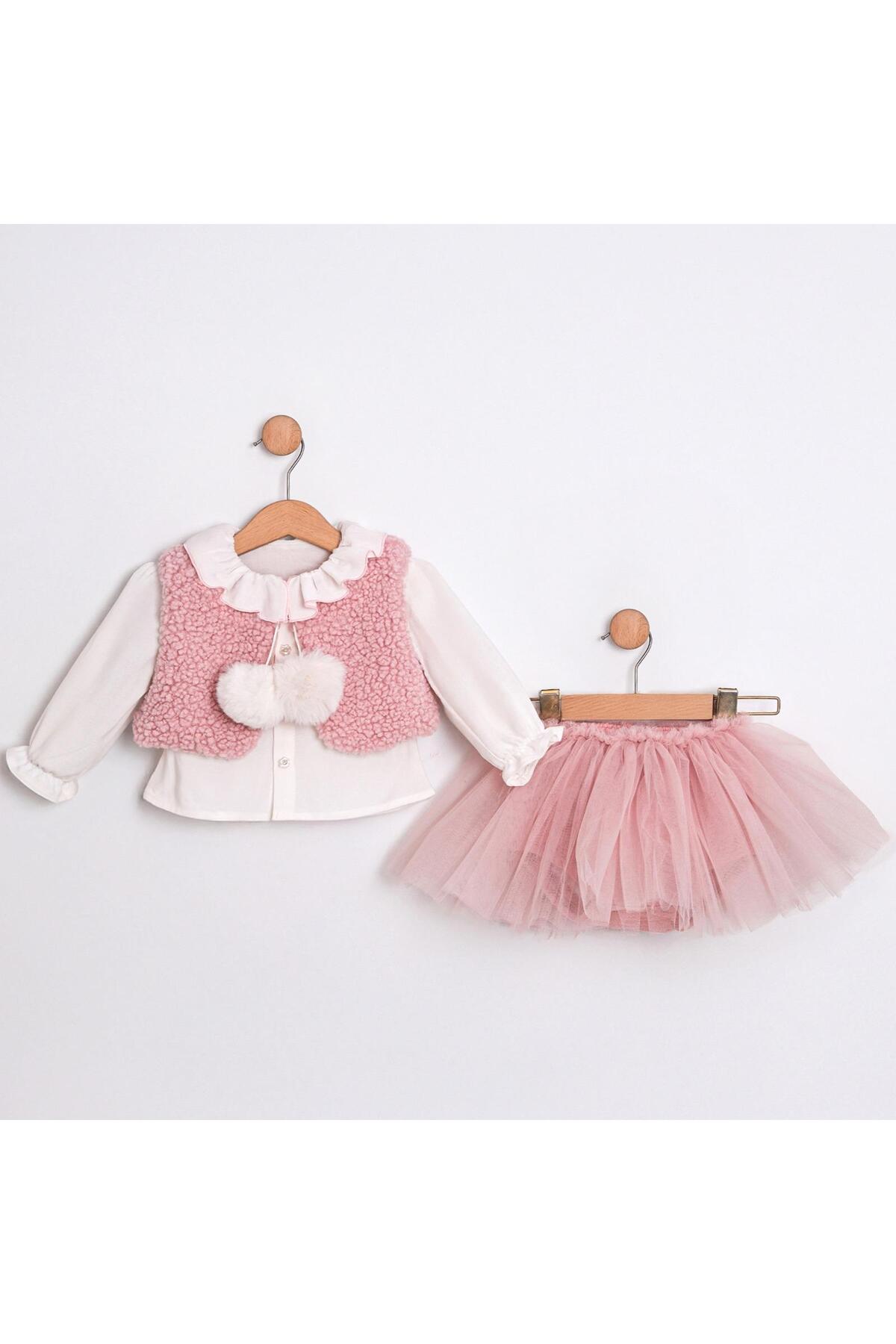 Cumino 3-18 Ay Bolaralı Etekli 3'lü Kışlık Mevsimlik Kız Bebek Takım fotoğrafı 4 (önizleme)