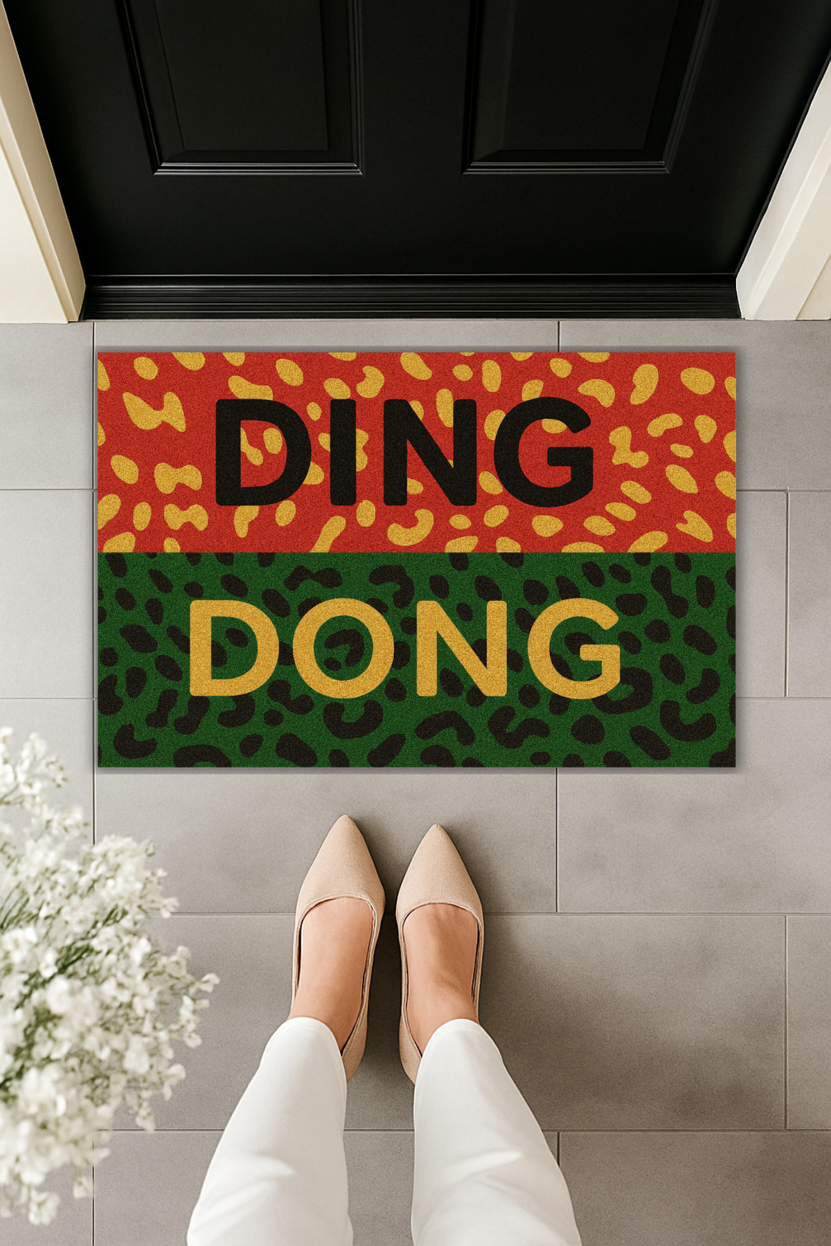 Modern Digital Printing Multicolor ding DONG Door Mat 70x45cm