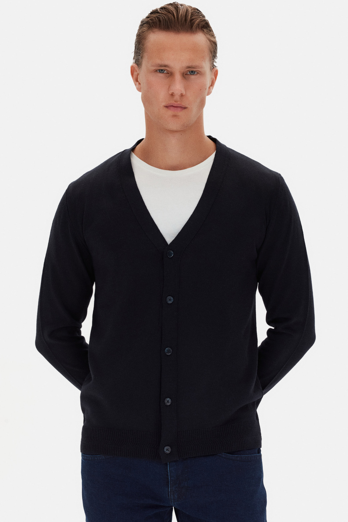 Ds Damat Regular Fit Navy Blue Cardigan — سرمه‌ای 5HF062436279M — تصویر 3 از 7