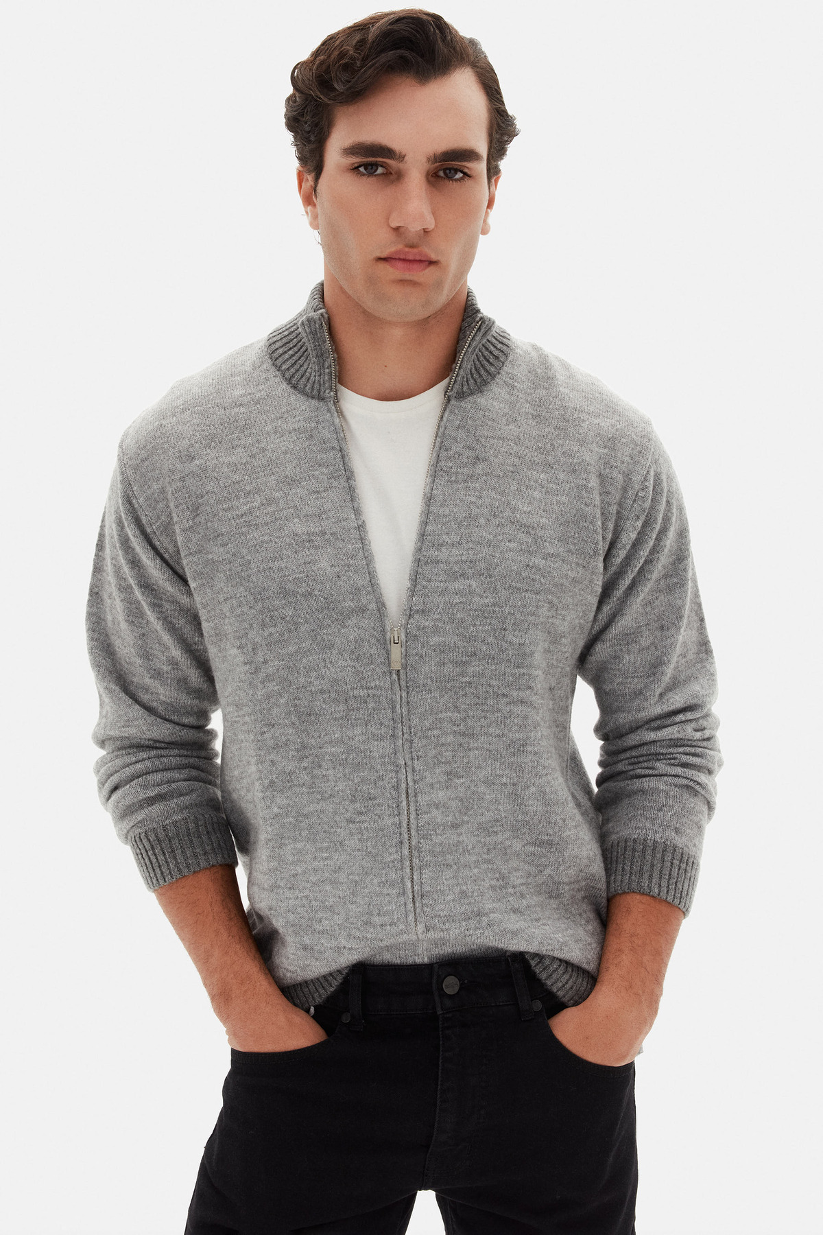 Ds Damat Regular Fit Grey Melange Cardigan — خاکستری 5HC0601020183 — تصویر 4 از 7