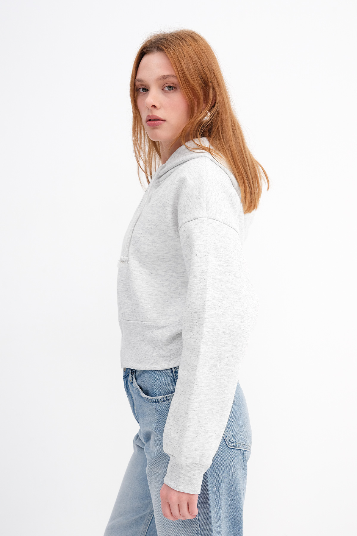 Addax Şardonlu Simli Sweatshirt H12741 görsel 4
