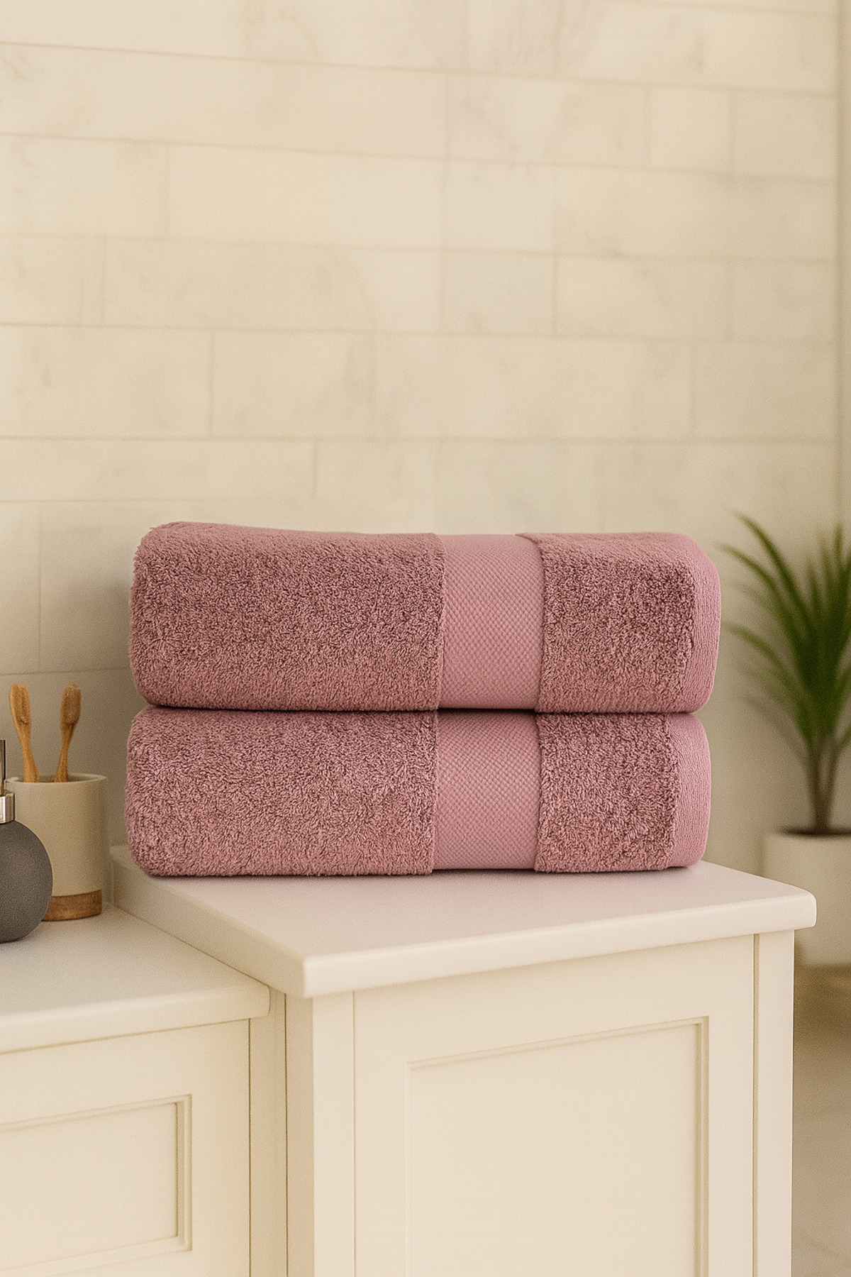 2-Piece Point Curb Ring Head-Hand Towel Set 60x110 Cm