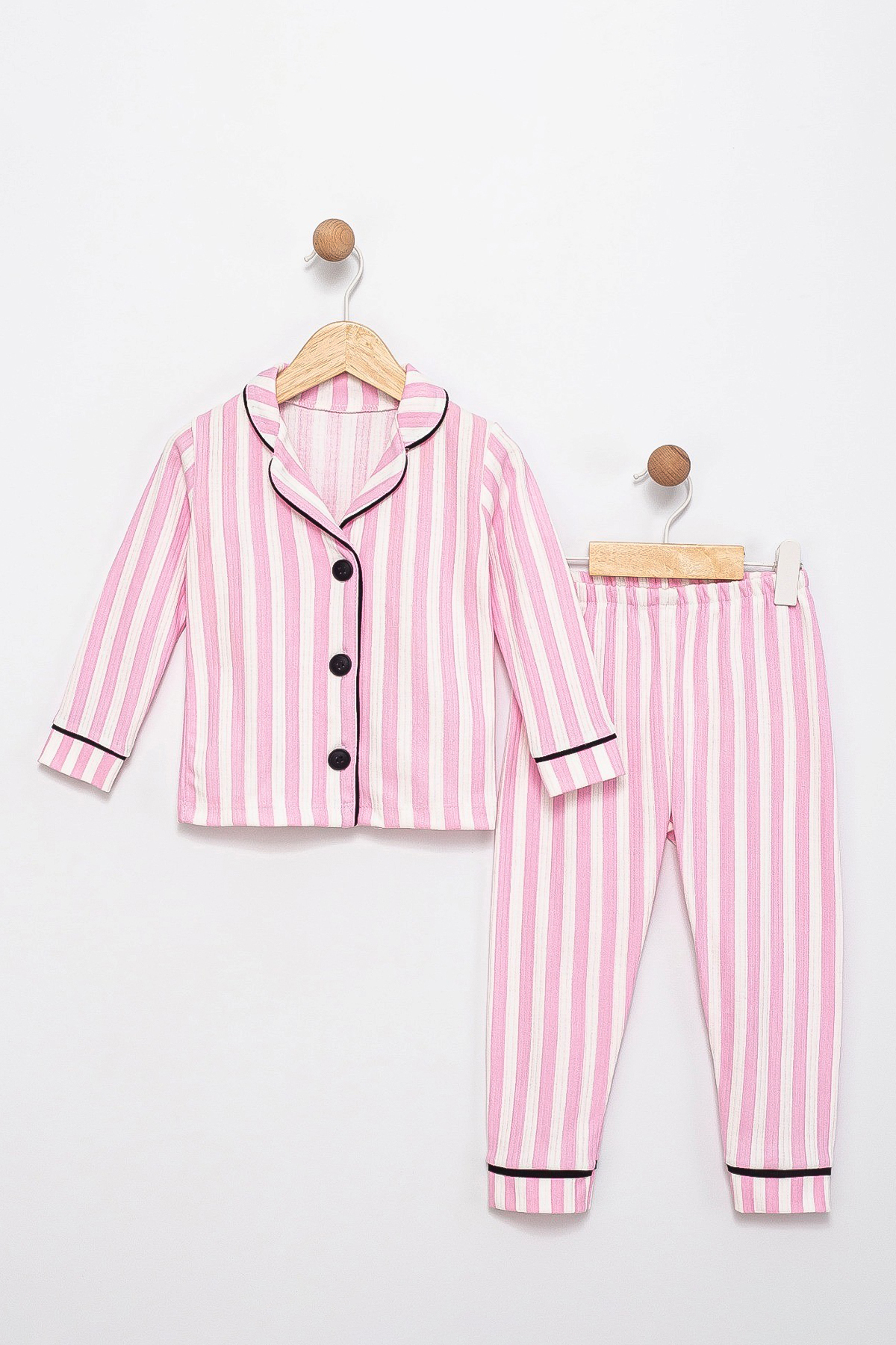 kinderos Çizgili Düğmeli Çocuk Pijama Takımı - 26K 4021 fotoğrafı 2 (önizleme)