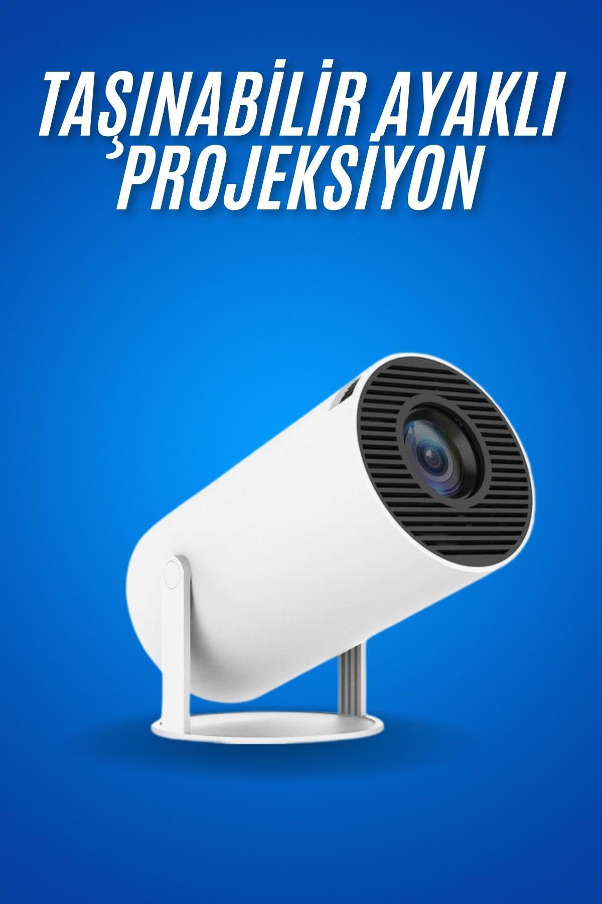 UCUZTEKNO Sinema Projektörü Android HDMI USB WİFİ Ses Çıkışlı Ayaklı Projeksiyon Taşınabilir