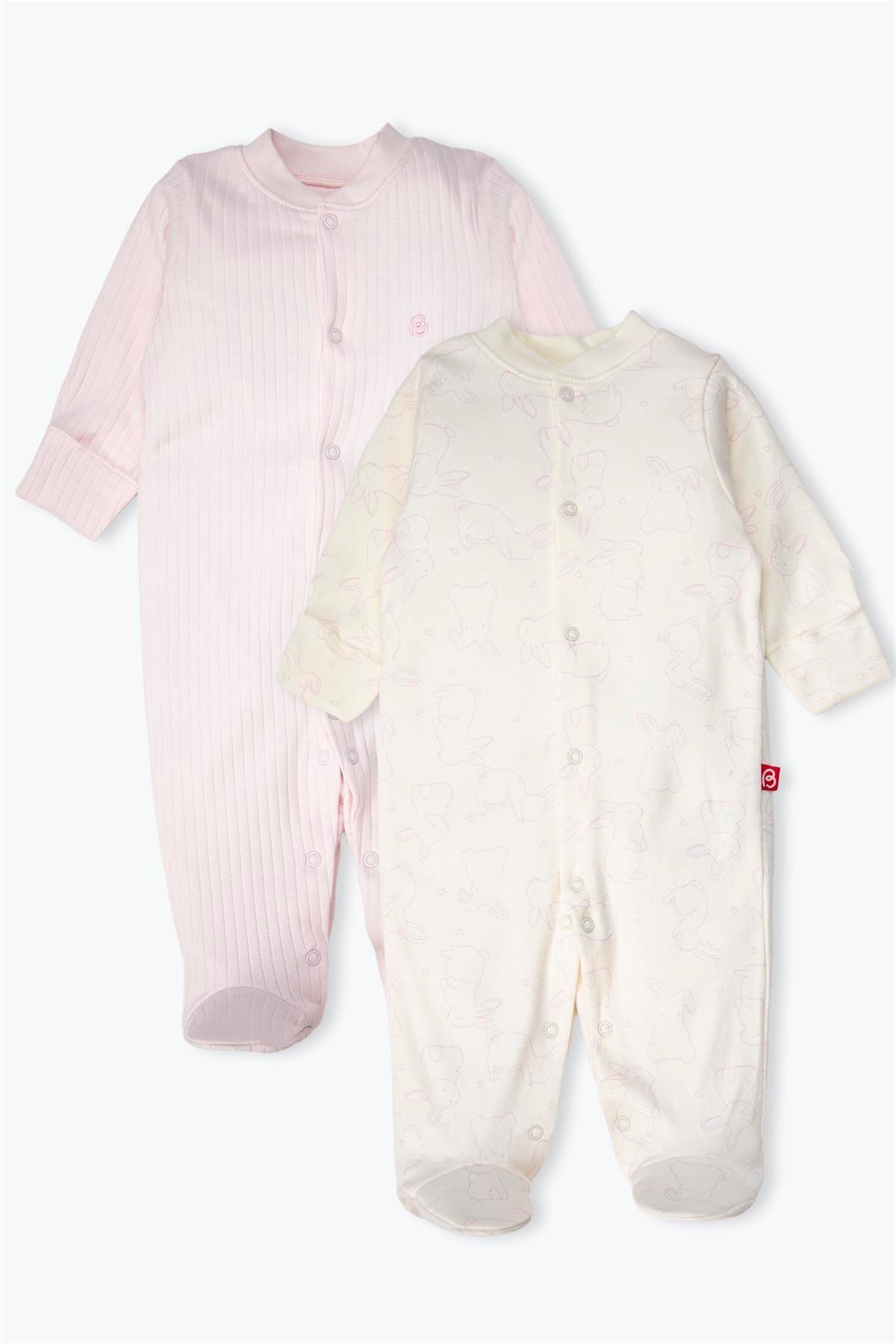 GLOVED FOOTED JUMPSUIT 2PCS (CUTE BUNNY) PINK