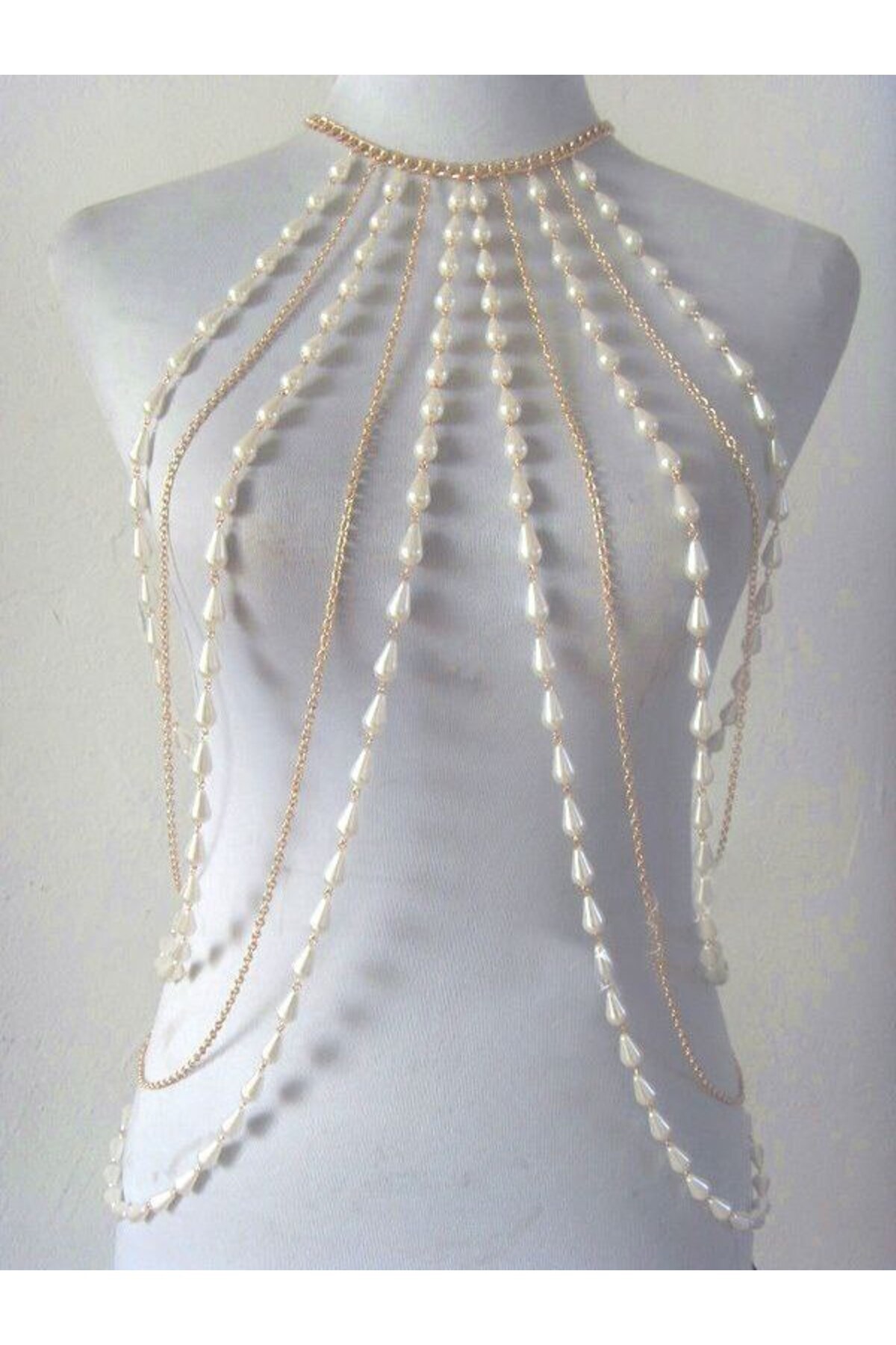 Shiklik Zarif Tasarımlı İnci Zincir Kadın Detaylı Vücut Zinciri