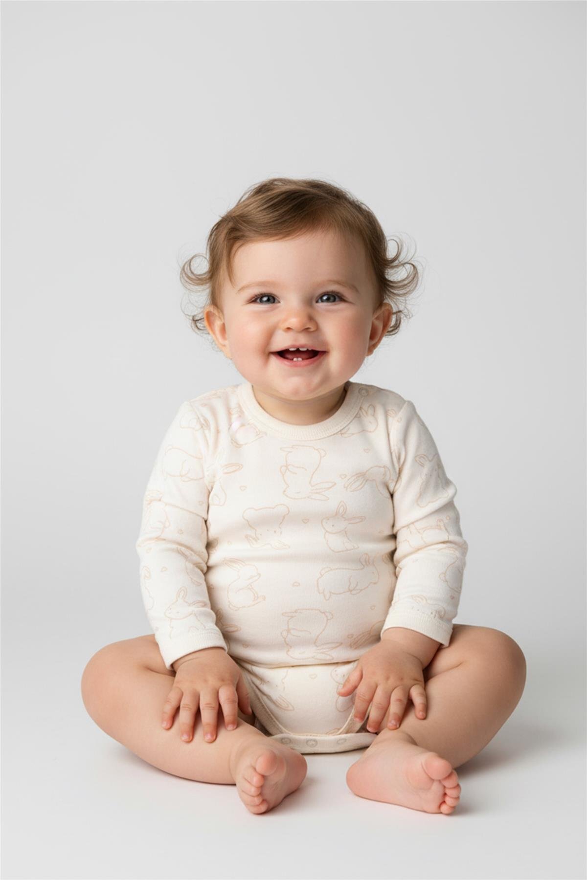 Bebetto UZUN KOLLU BODY 3LÜ (CUTE BUNNY) BEJ fotoğrafı 5 (önizleme)