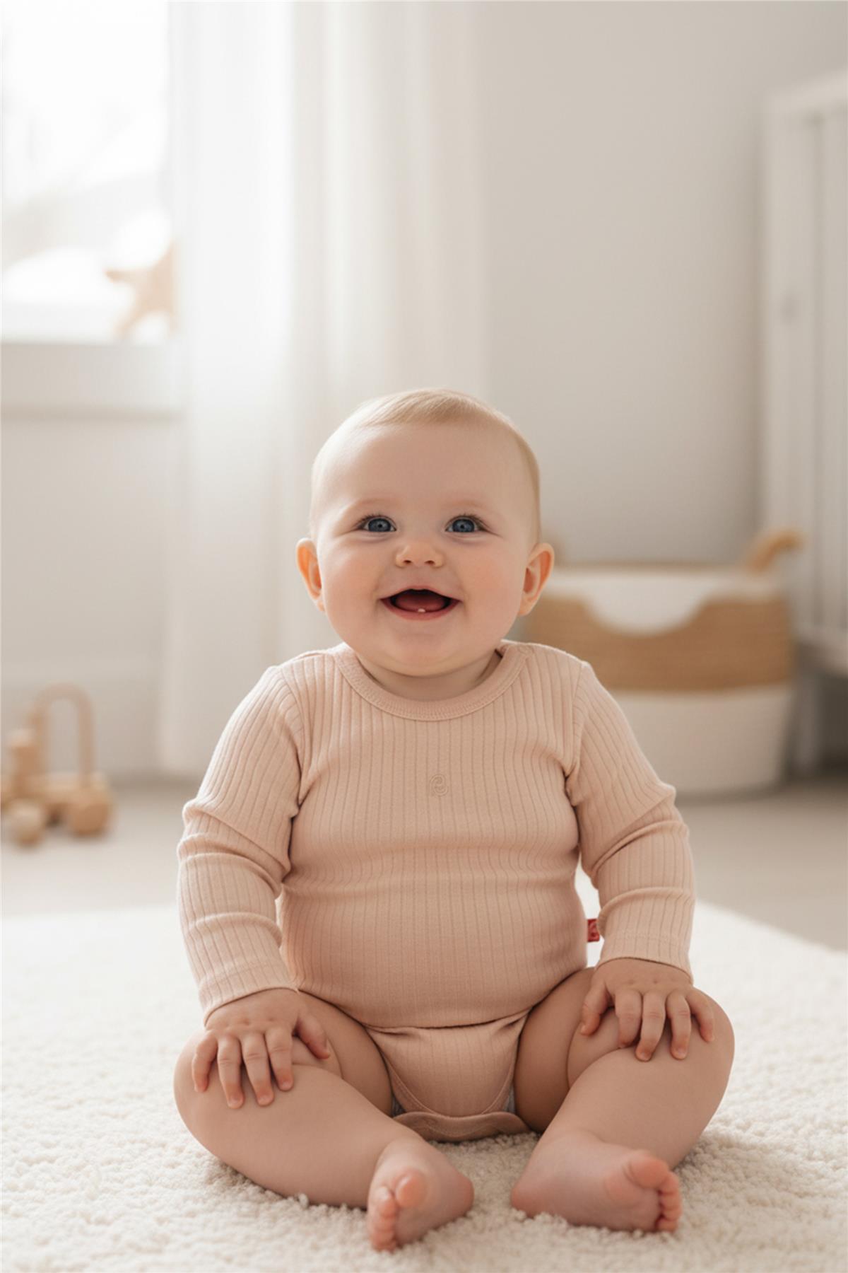 Bebetto UZUN KOLLU BODY 3LÜ (CUTE BUNNY) BEJ fotoğrafı 7 (önizleme)