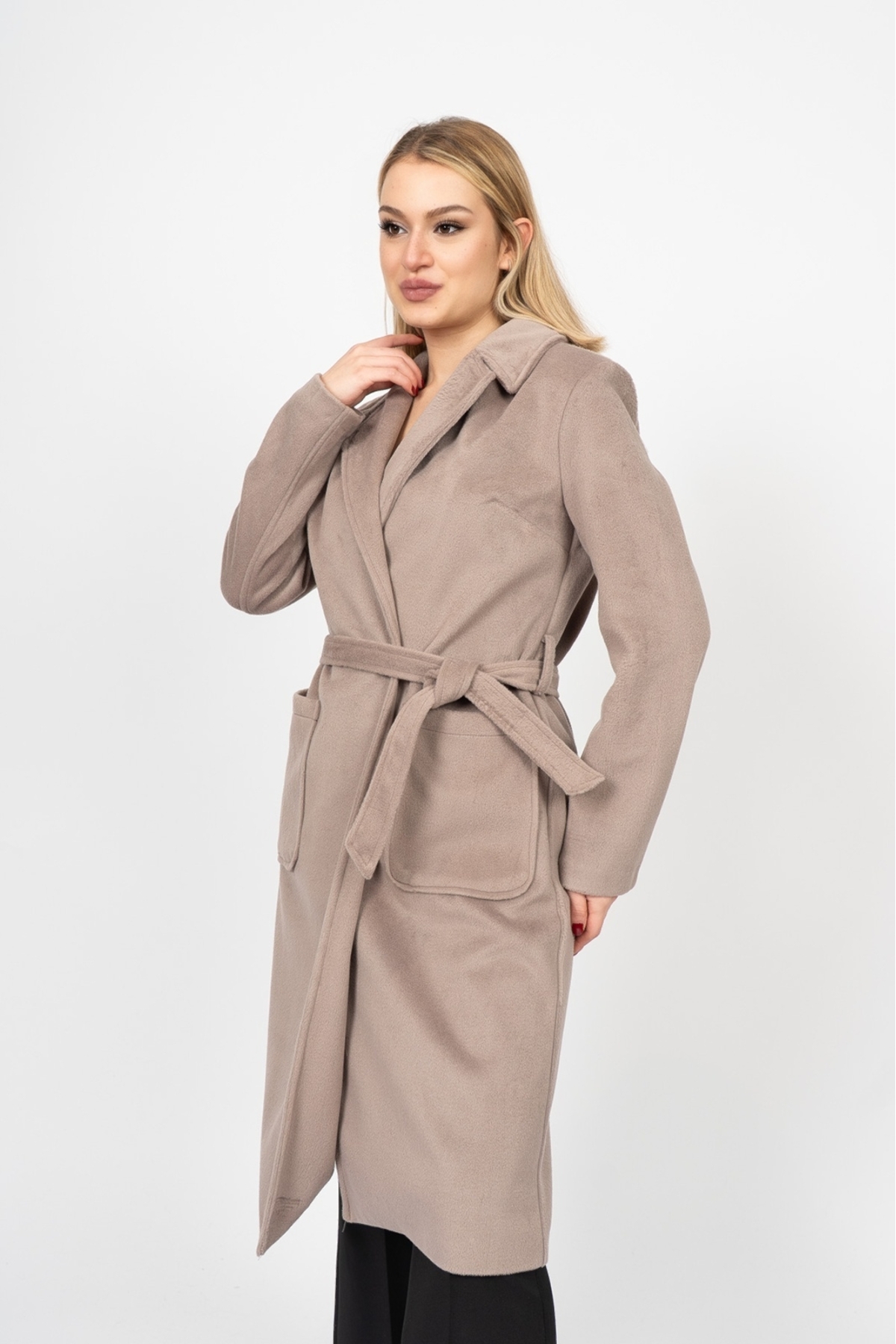 MissVina  CozyLuxe Belted Long Wool Coat – 2627 - Görsel 2