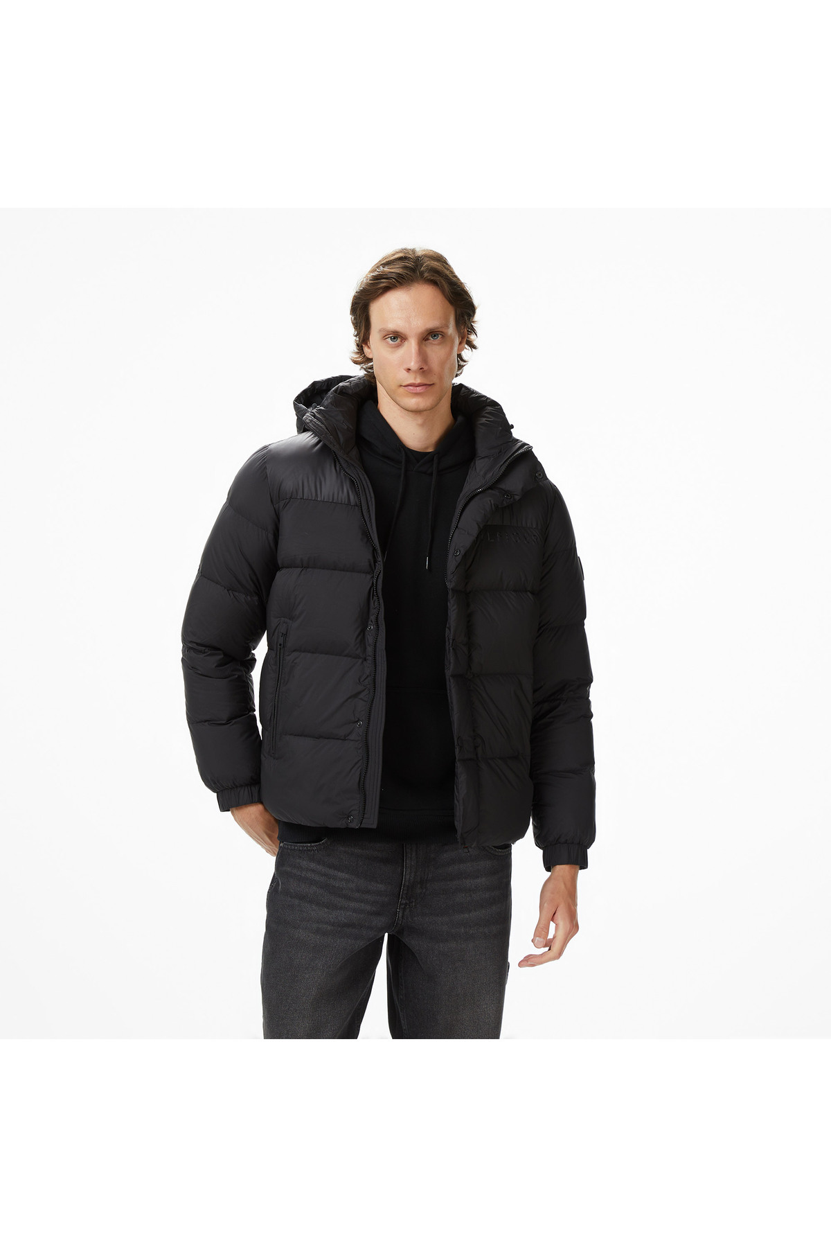 تامی هیلفیگر کاپشن پفی مشکی مردانه میکس داون