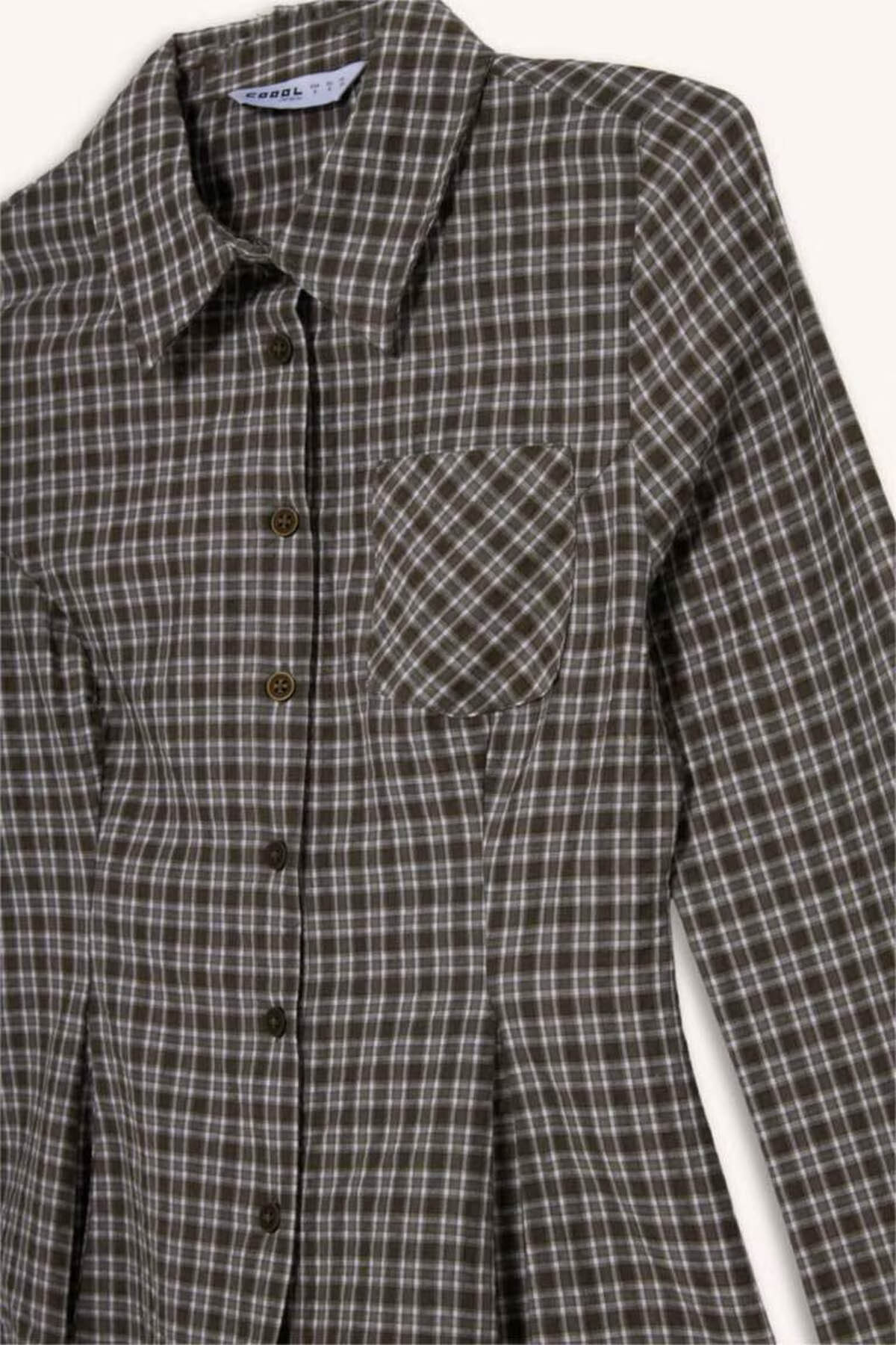 DeFacto Coool Fitted Kareli Poplin Uzun Kollu Gömlek G1046AX25AU görsel 2