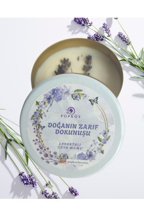 Popköy Lavanta Lavantalı Soya Mum – Ahşap Fitil | Doğal El Yapımı Kokulu Mum