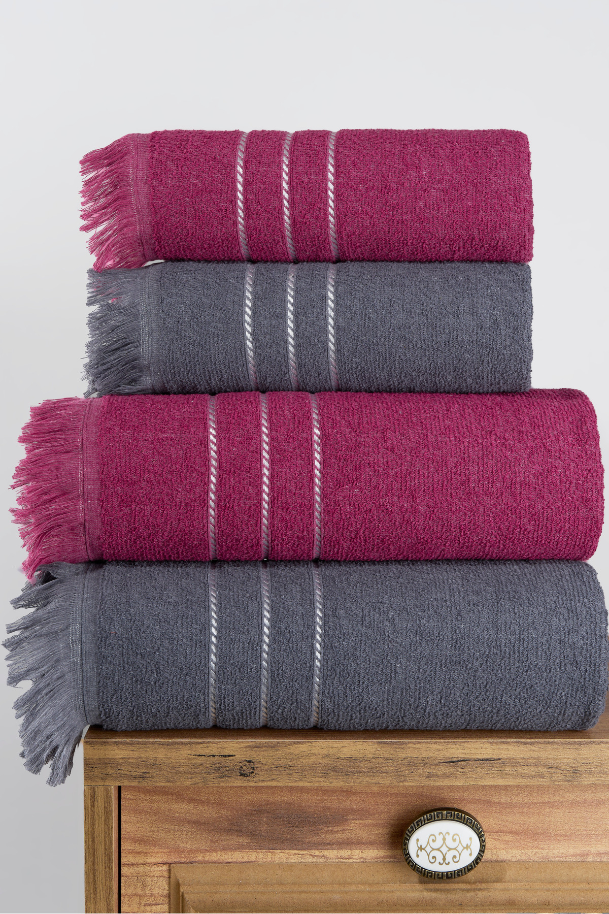 Comfort Home 4’lü Pamuklu Banyo Havlu Seti Hamam Takımı, El, Yüz, Baş ve Beden, 2 Adet 40x80cm + 2 Adet 70x140cm