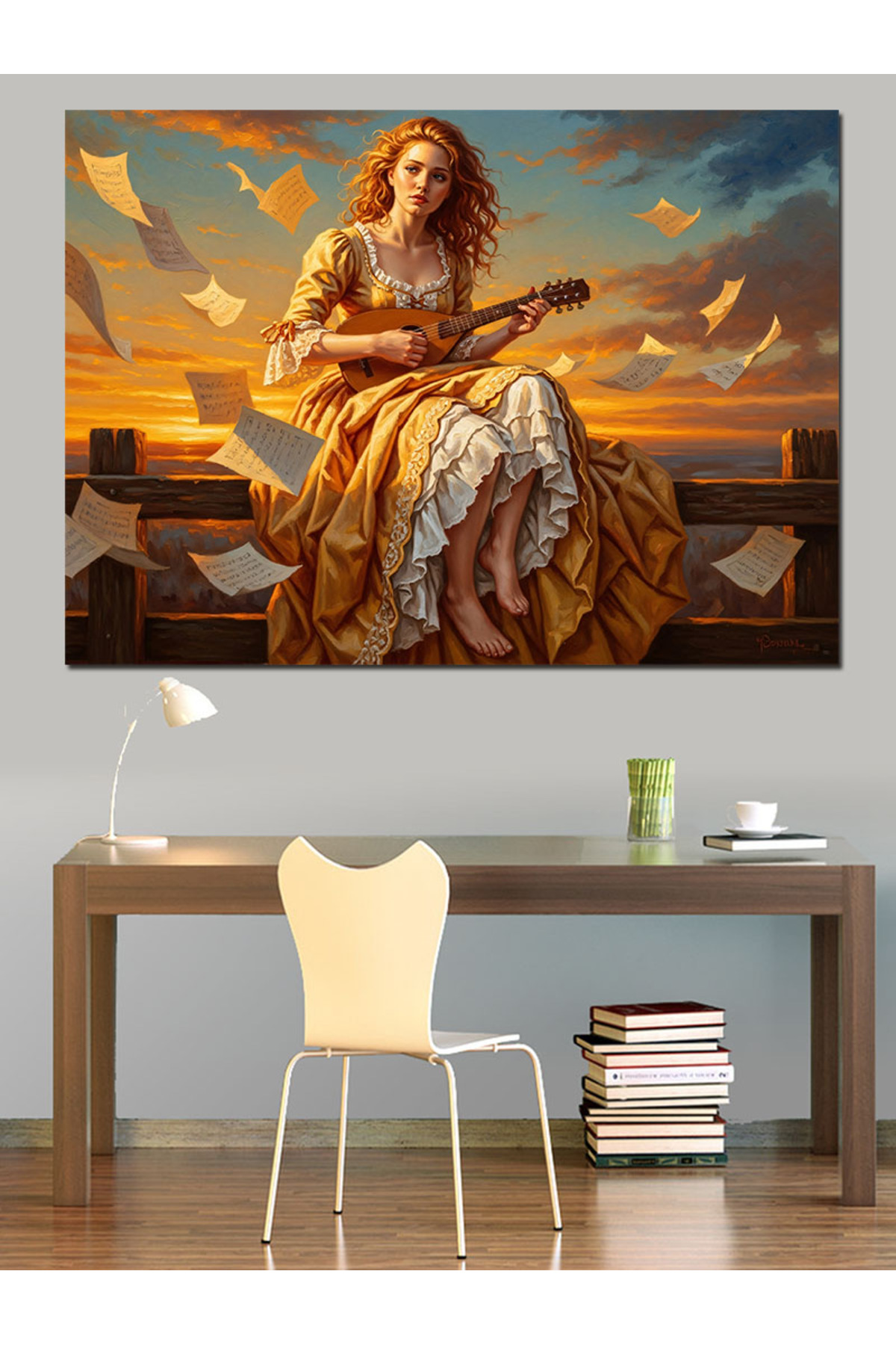 Mandolin Müzik Yüksek kaliteli yağlı boya dokulu Kanvas Canvas Tablo kanvas tablo canvas tablo duva