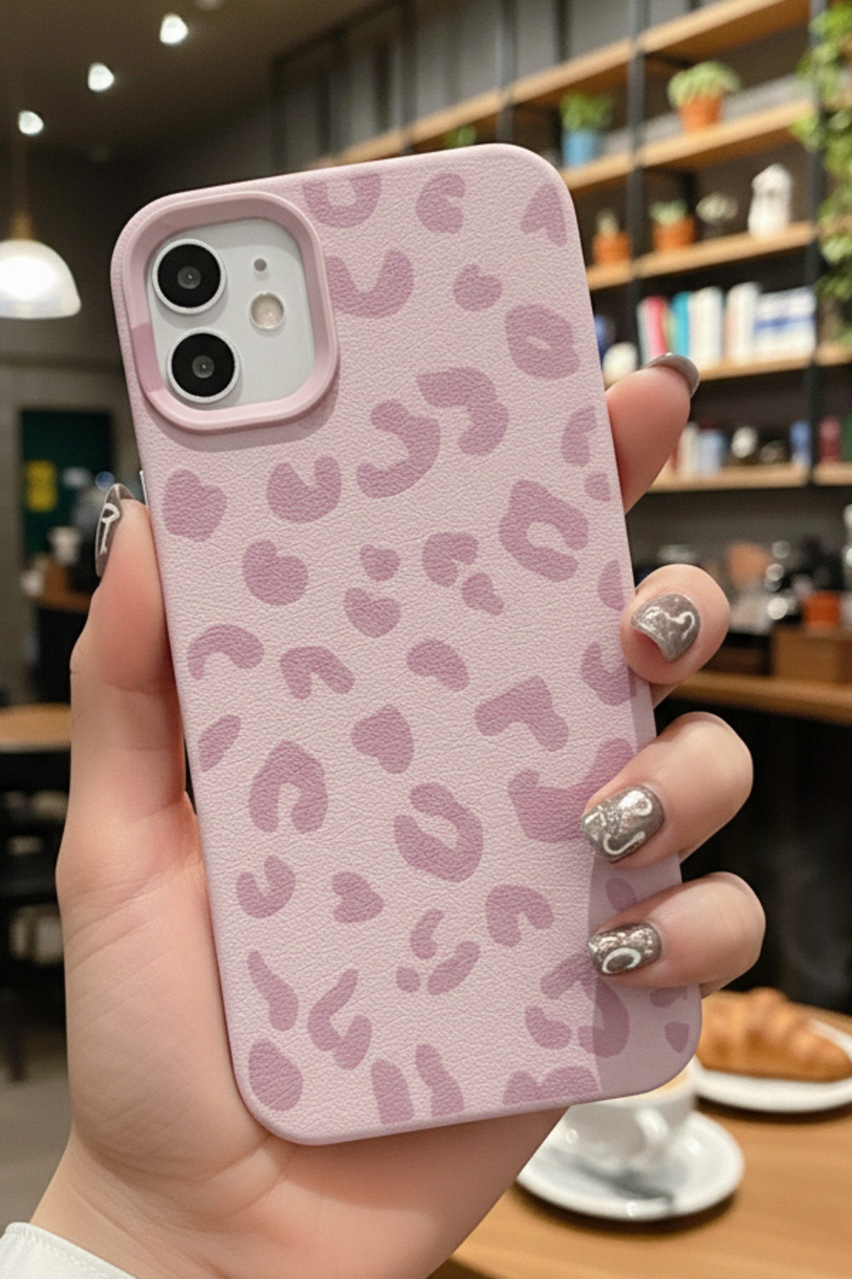 Fibaks iPhone 11 Kılıf Pembe Leopar Desenli İnce Yumuşak Silikon