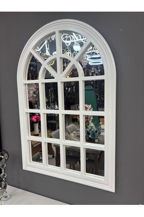 Amisos Dekor 100x70 Pencere Model Beyaz Dekoratif Ayna – MDF Lake Boya