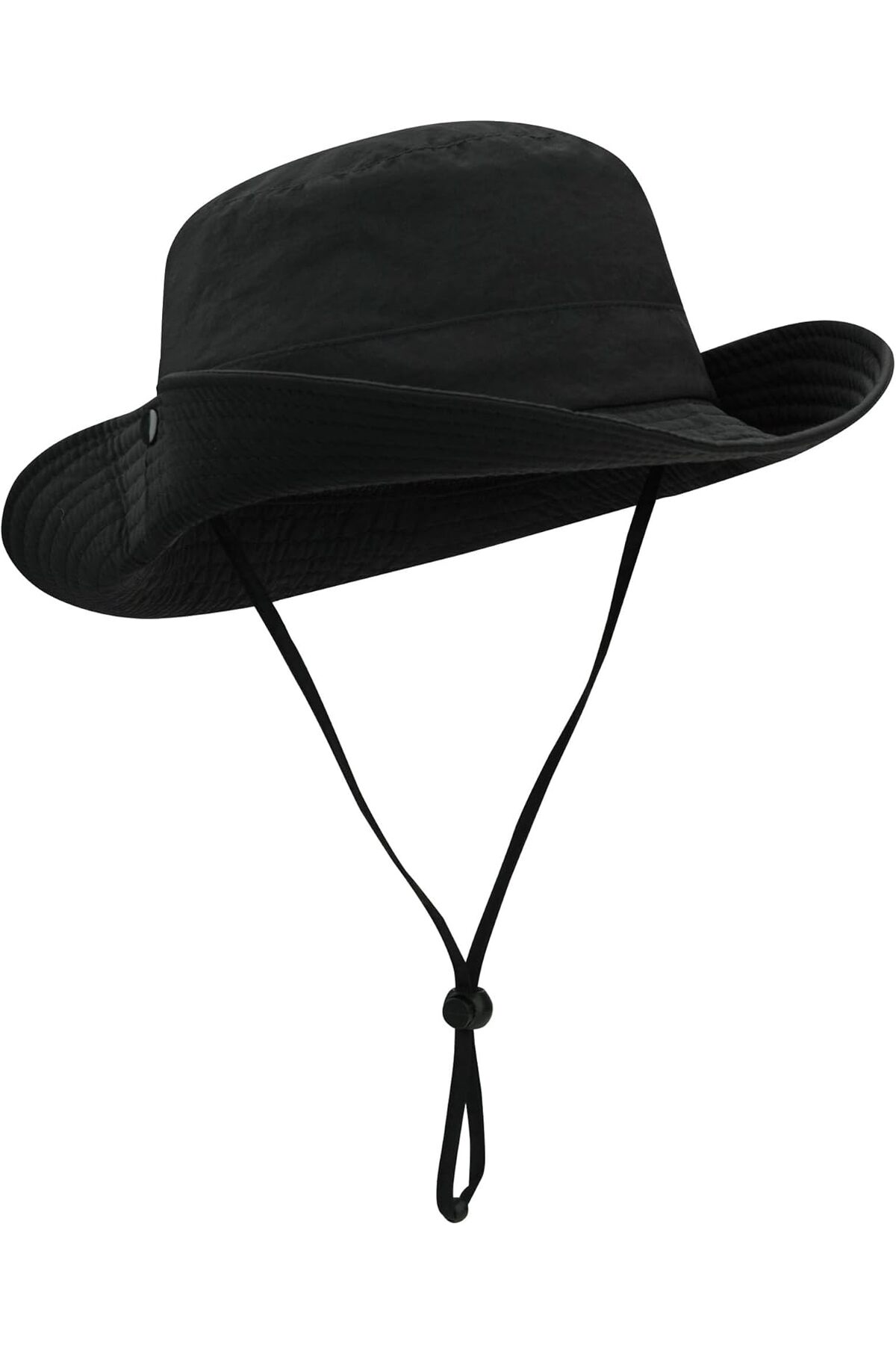 Verahed Yazlık Katlanabilir Geniş Siperlikli Siyah Safari Kovboy Şapkası Unisex Fötr Bucket Balıkçı Şapka görsel 3