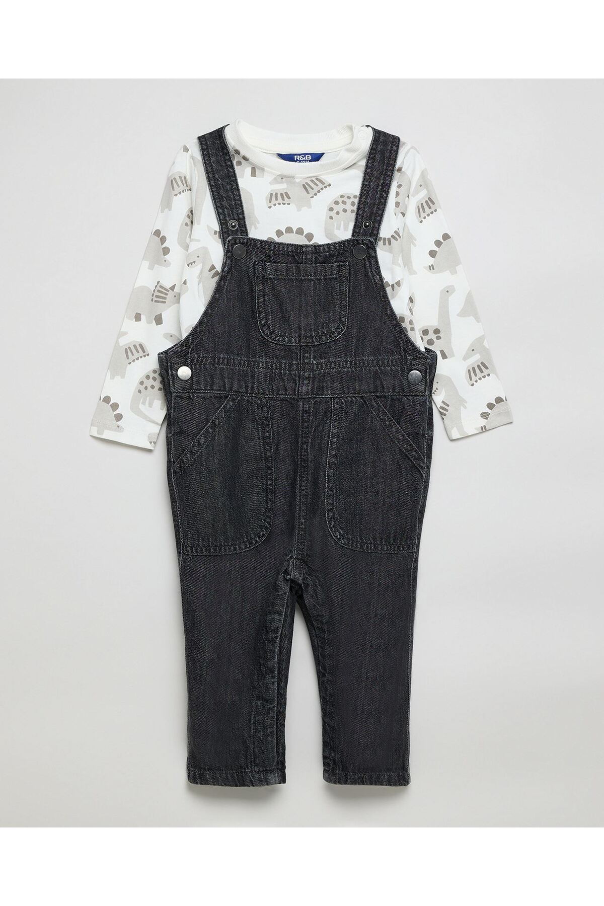R&B Printed T-Shirt And Dungaree Set