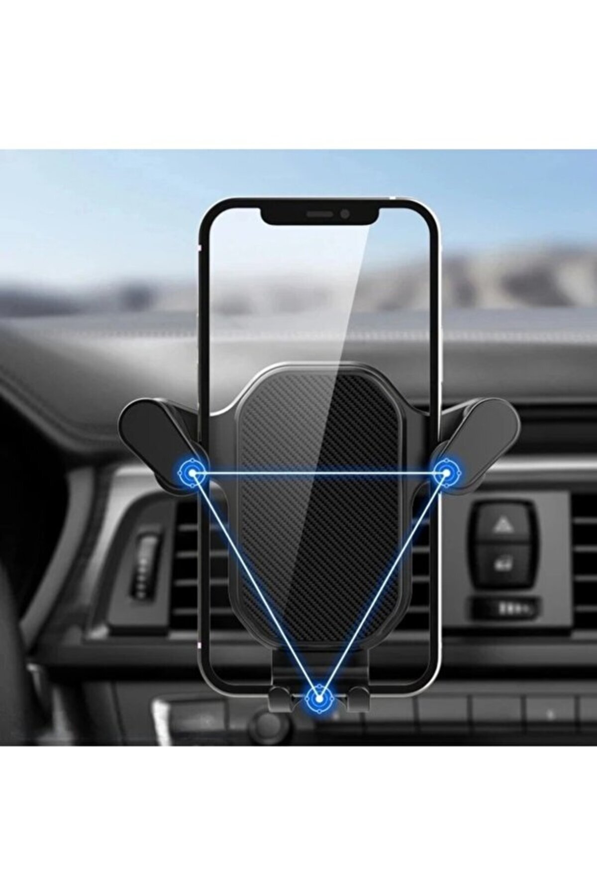 safestore 360 Dönebilen Kancalı Araç İçi Parlak Premium Telefon Tutucu Havalandırma Araba Telefon Tutacağı