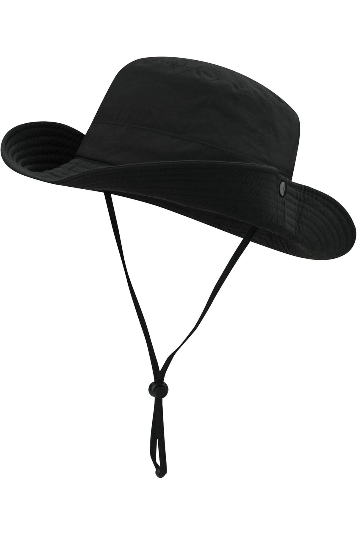 Verahed Yazlık Katlanabilir Geniş Siperlikli Siyah Safari Kovboy Şapkası Unisex Fötr Bucket Balıkçı Şapka