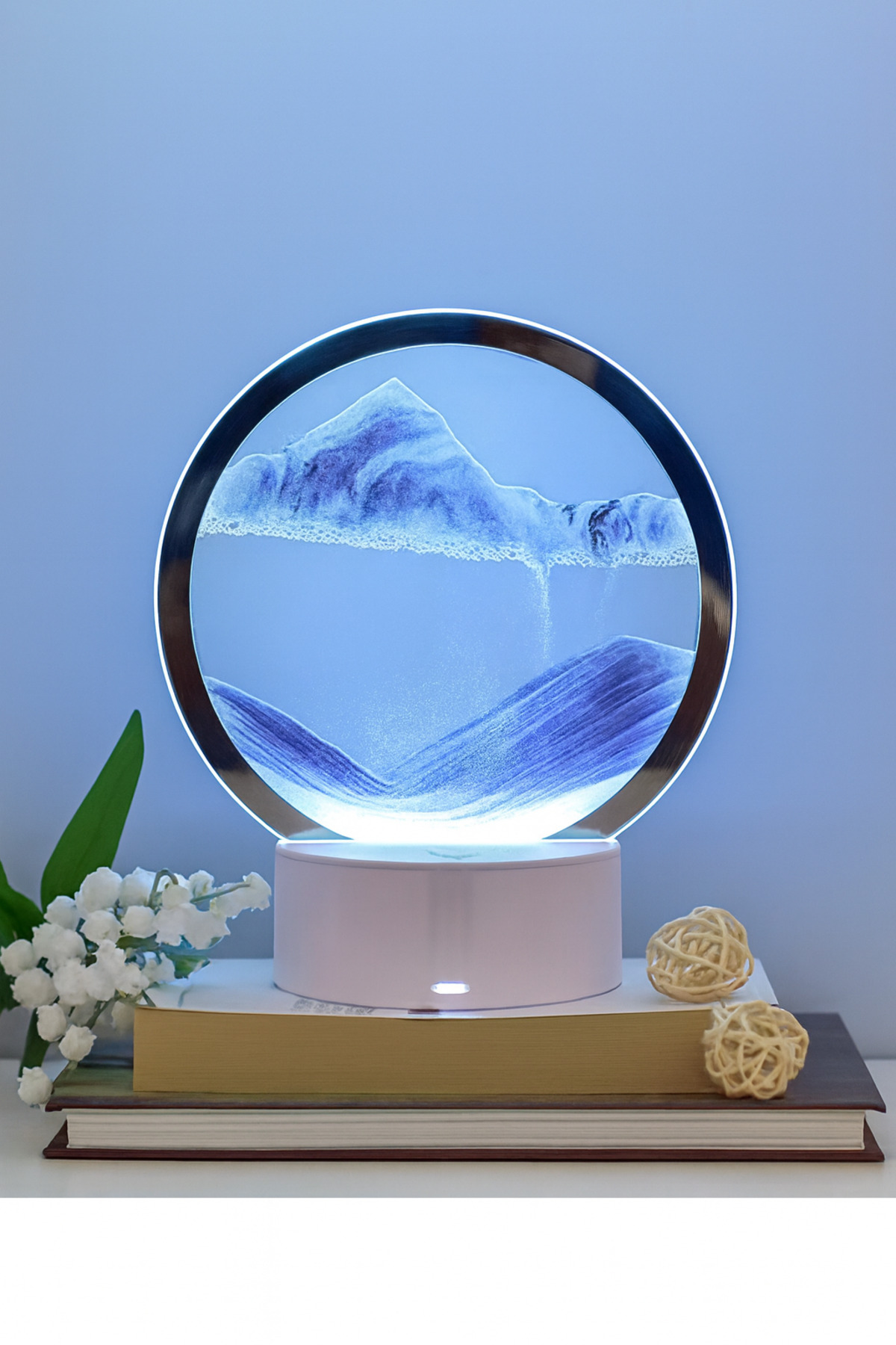 Lazım Shop 3d Led Işıklı Hareketli Kum Saati Gece Lambası Kum Sanatı